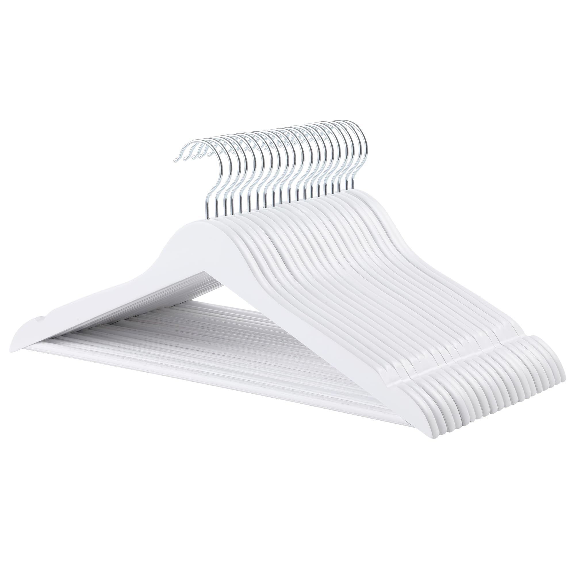 Amazon Basics Wood Suit Clothes Hangers - White, 20-Pack