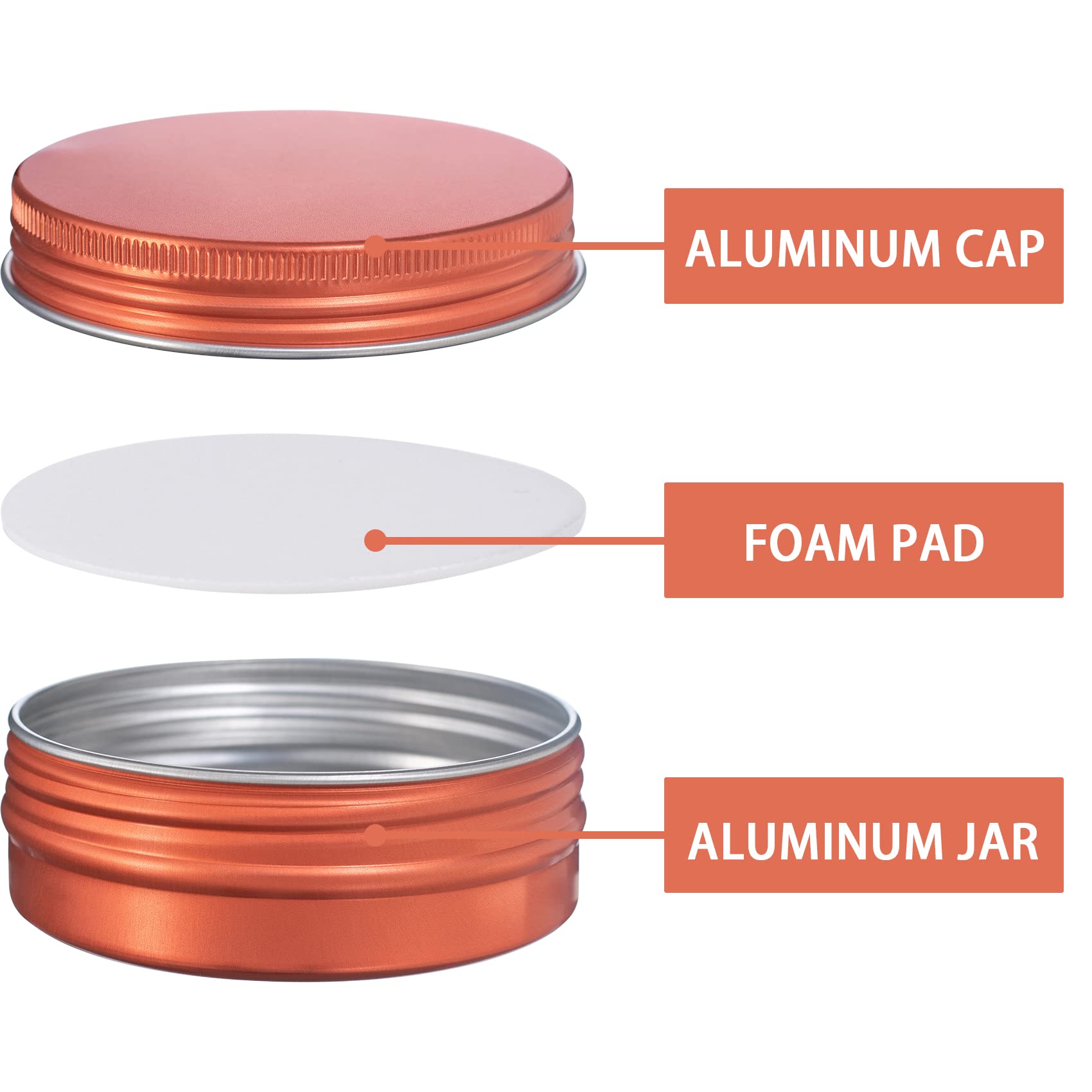 2 Oz / 60Ml Screw Top Aluminum Tin Jar With Screw Lid And Blank Labels - Pack Of 23 (Orange)