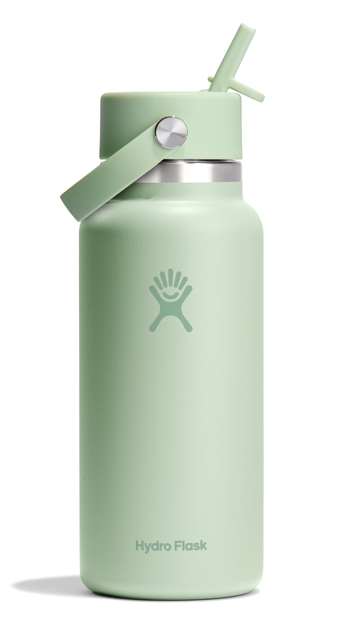 Hydro Flask Water Bottle - Insulated Stainless Steel - Wide Mouth Flex Straw Lid, Non Spill, Leakproof and Refillable in 32 Oz A