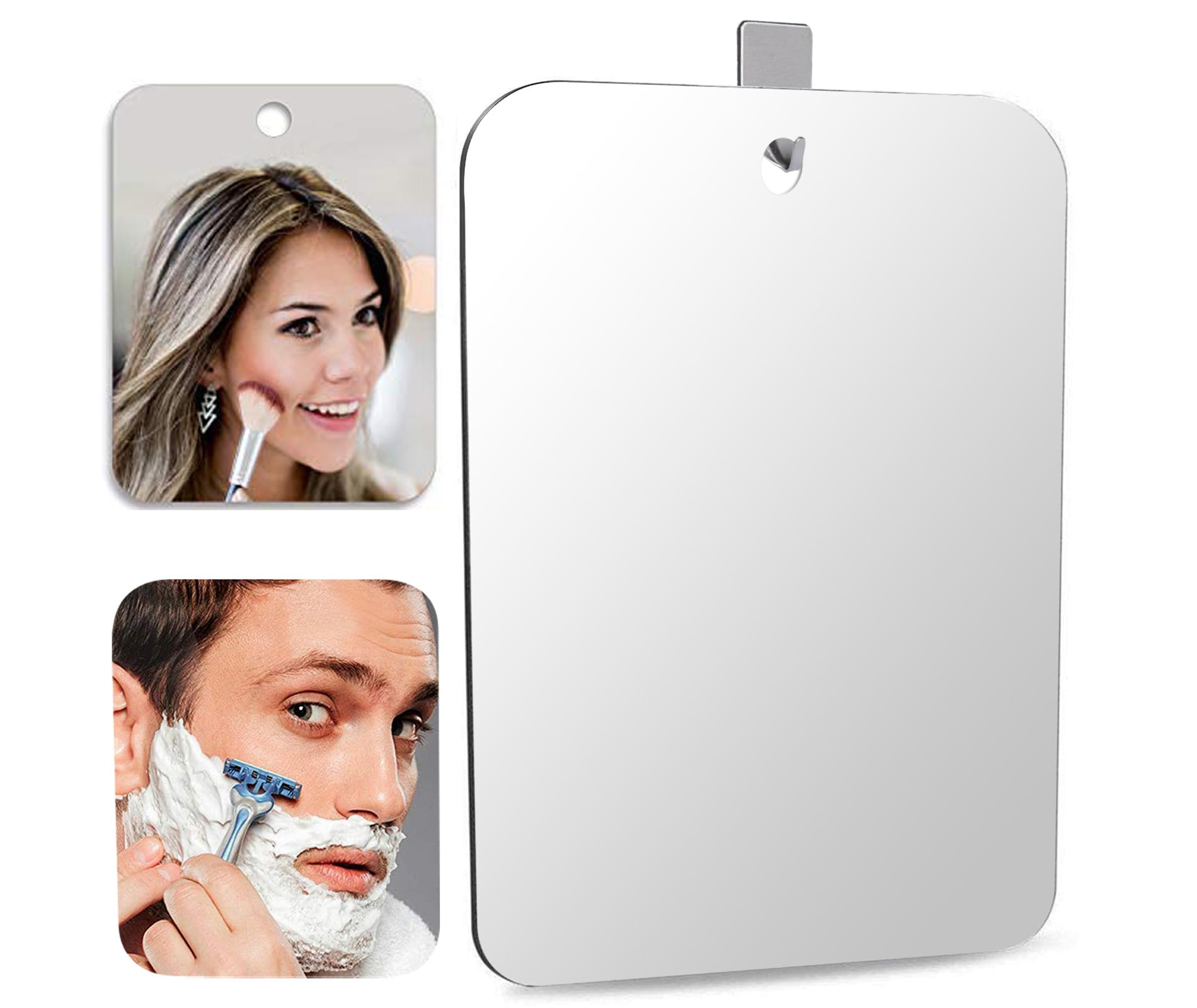 DFLLLO Large Fogless Shower Mirror  Anti-Fog Shower Mirror (12X7.48 )  Fog-Free Travel Shave Mirror  Shatterproof Shaving Mirror  Wall Hanging Mirror  Portable Makeup Mirror
