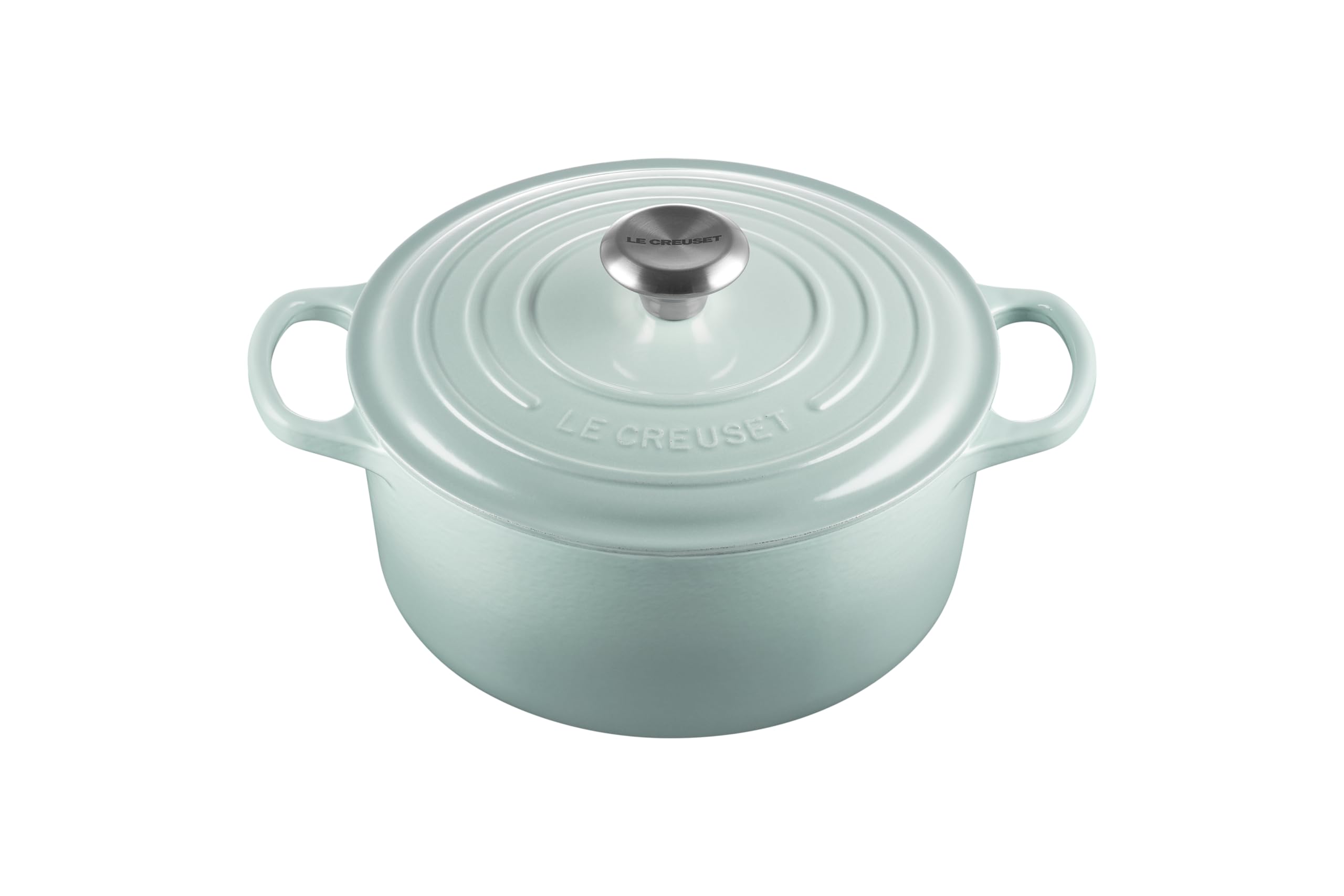 Le Creuset Enameled Cast Iron Signature Round Dutch Oven, 4.5 Quart, Sea Salt