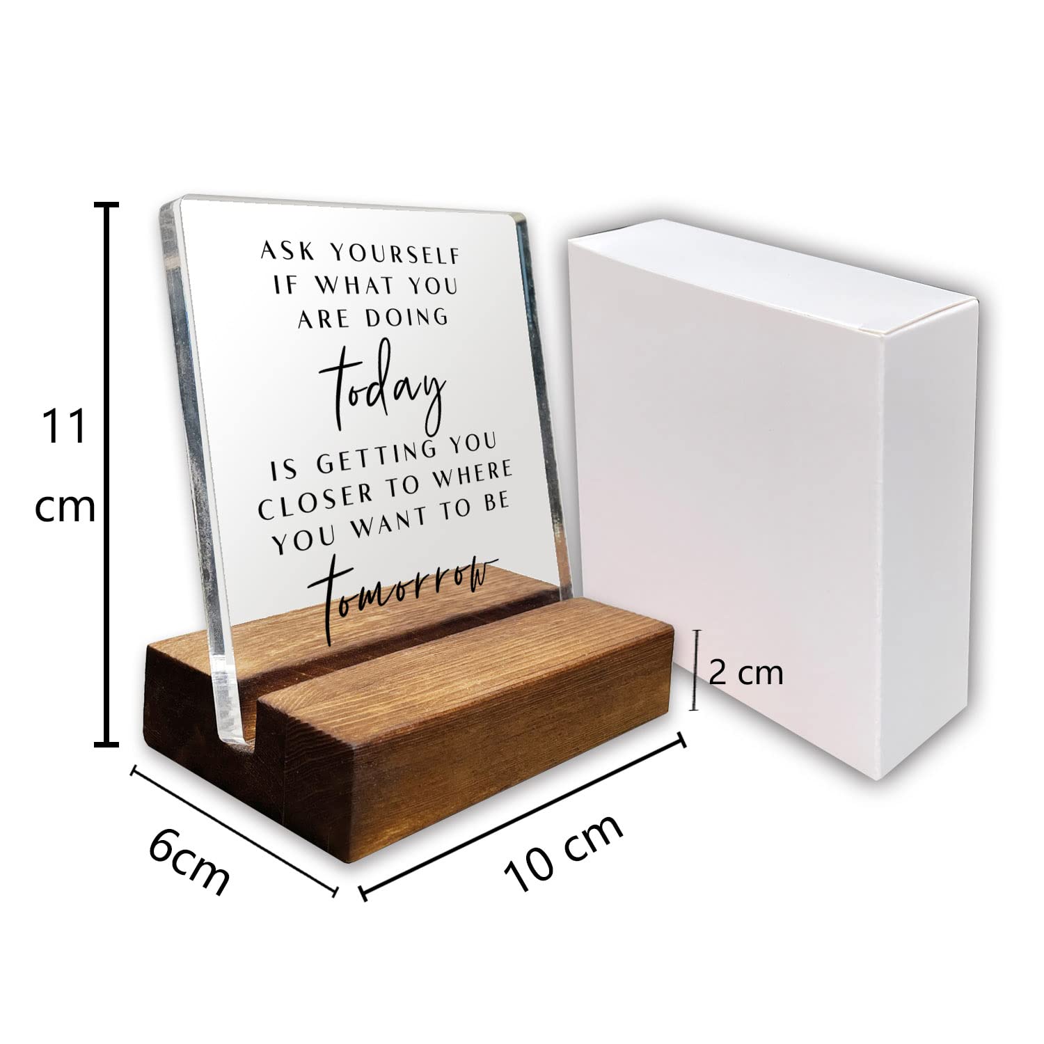 Inspirational Quotes Desk Sign, Motivational Minimalist Decor Art Acrylic Plaque With Wooden Stand Sign Home Office Desk Sign Gi