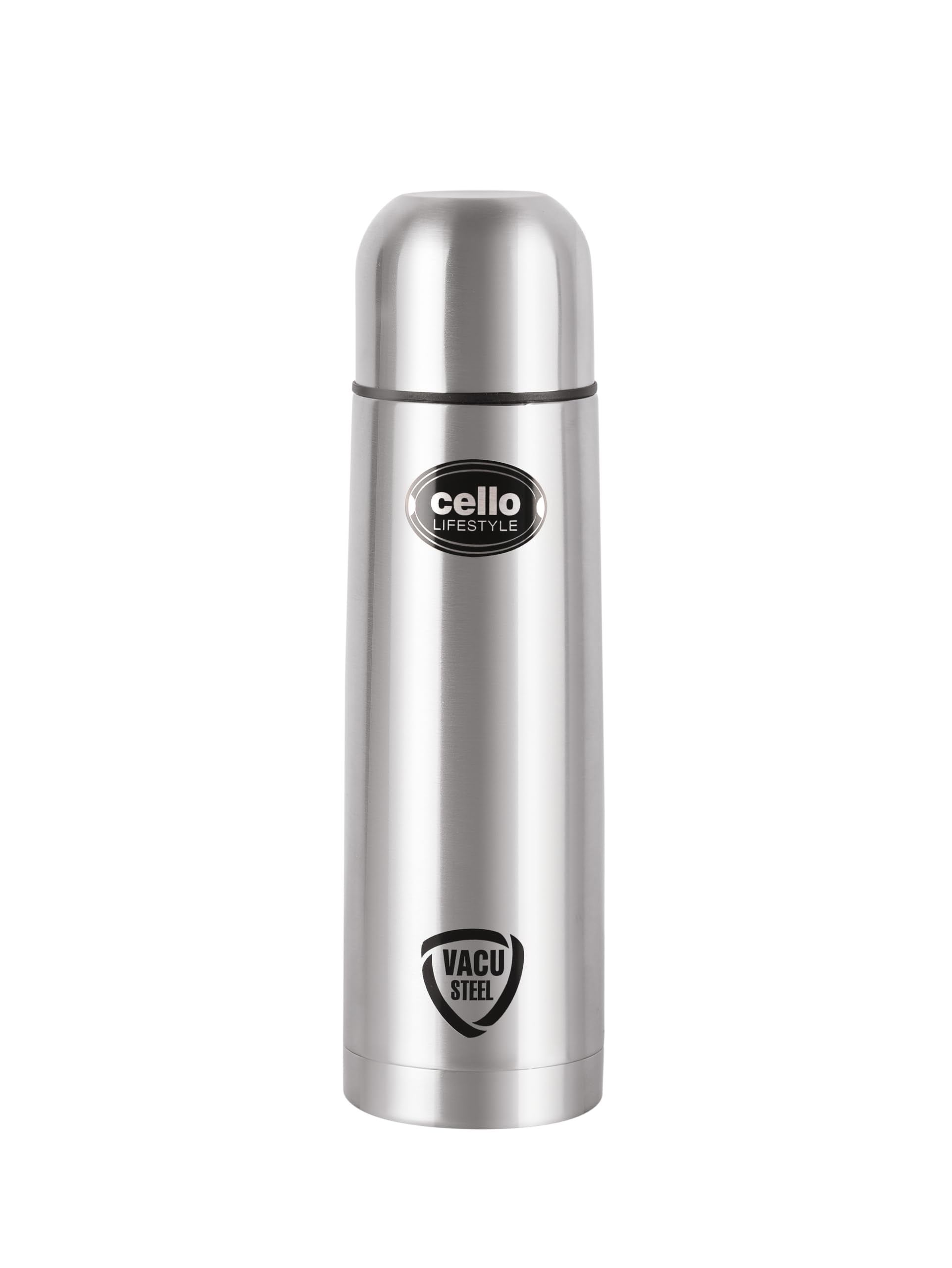Cello Lifestyle Thermosteel Water Bottle, 500ml, Silver | 24 Hours Hot and Cold | Flask for Tea Coffee | Leak Proof & Push-Down