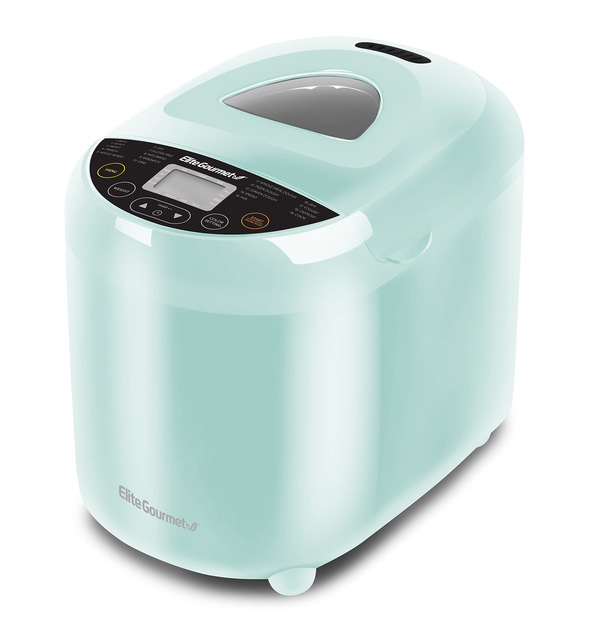 Elite Gourmet Ebm8103M Programmable Bread Maker Machine 3 Loaf Sizes, 19 Menu Functions Gluten Free White Wheat Rye French And M
