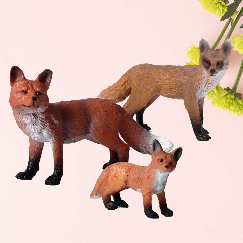 Stobok 3 Pieces Fox Figurines Set Realistic Wildlife Animal Figurines Arctic Fox & Red Foxes Cake Toppers