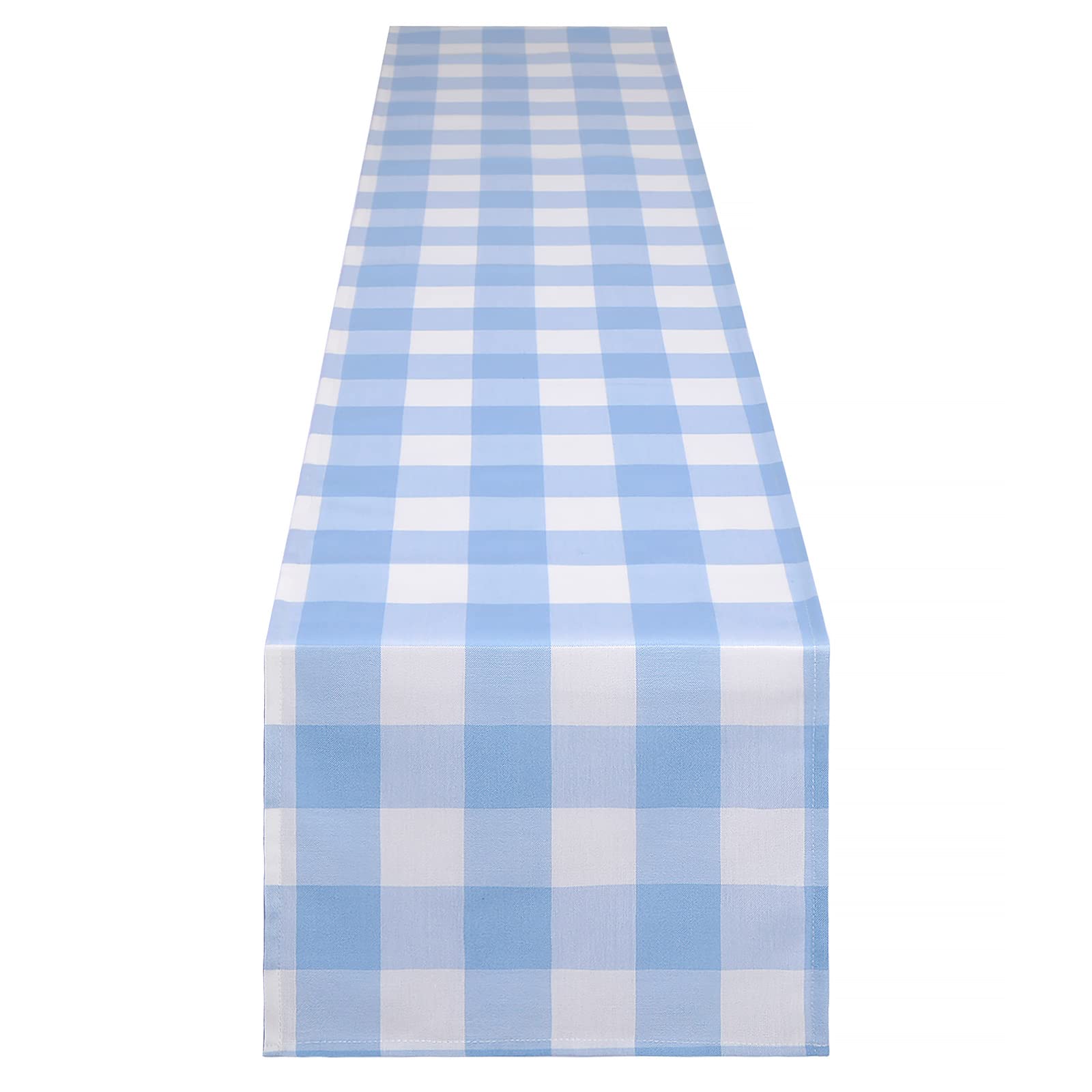Yuboo Light Blue And White Gingham Table Runner 72 Inches Long, Buffalo Plaid Check Table Cloth Party Suppliers For Farmhouse Ru