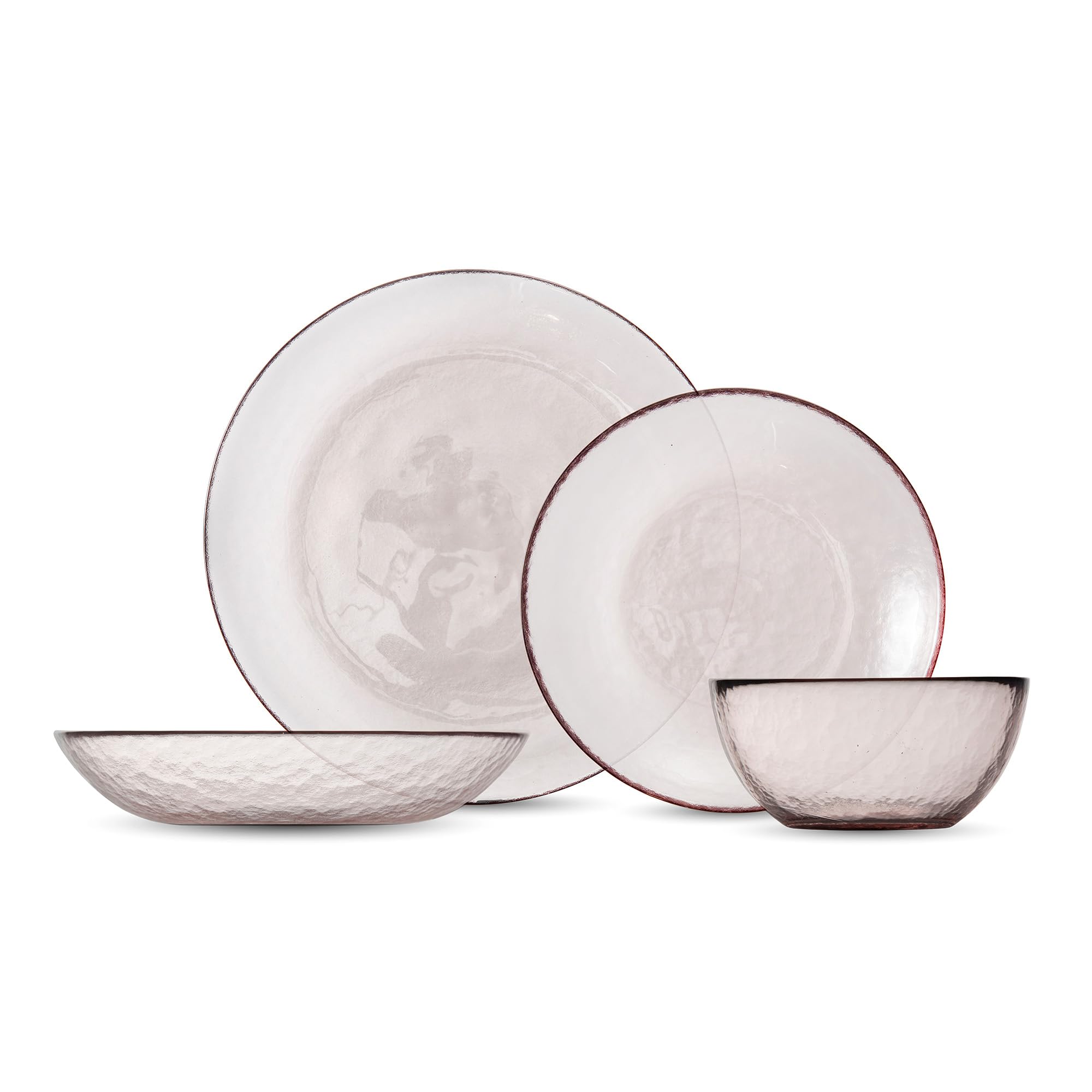 FORTESSA Los Cabos Tableware, 16-Piece Glass Dinnerware Set with 4 Dinner Plates, 4 Salad Plates, 4 Coupe Bowls and 4 Cereal Bow