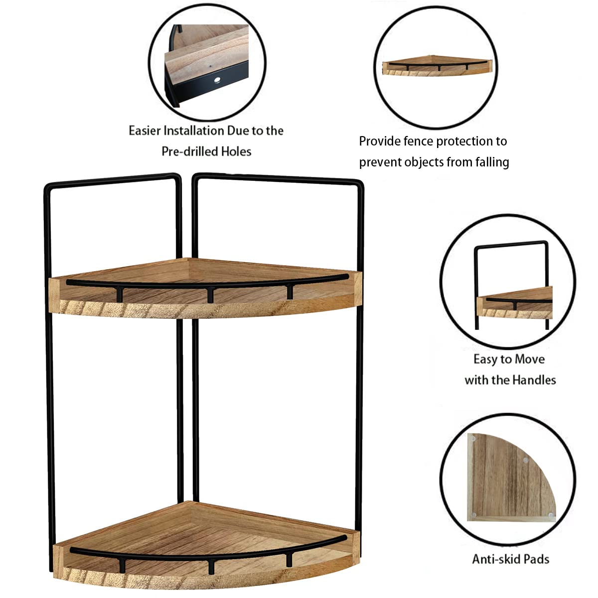 Dorhors 2-Tier Bathroom Counter Organizer,Vanity Counter Corner Shelf, Skincare, Wood Countertop Bathroom Storage And Organizati