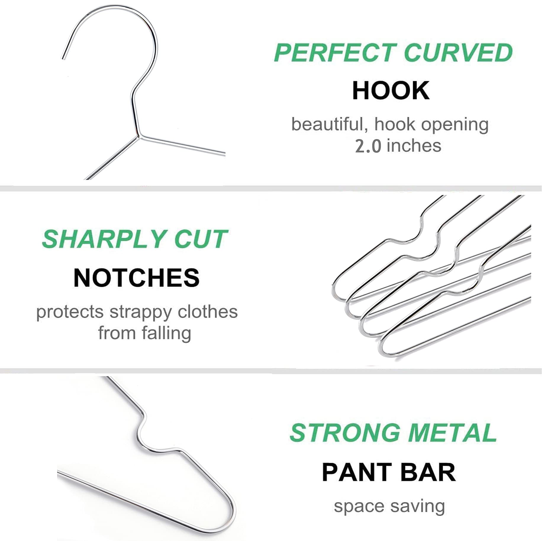 Amber Home 12'' Chrome Kids Baby Hangers 20Pack, Strong Metal Children Clothes Hangers For Closet, Space Saving Infant Hanger Fo