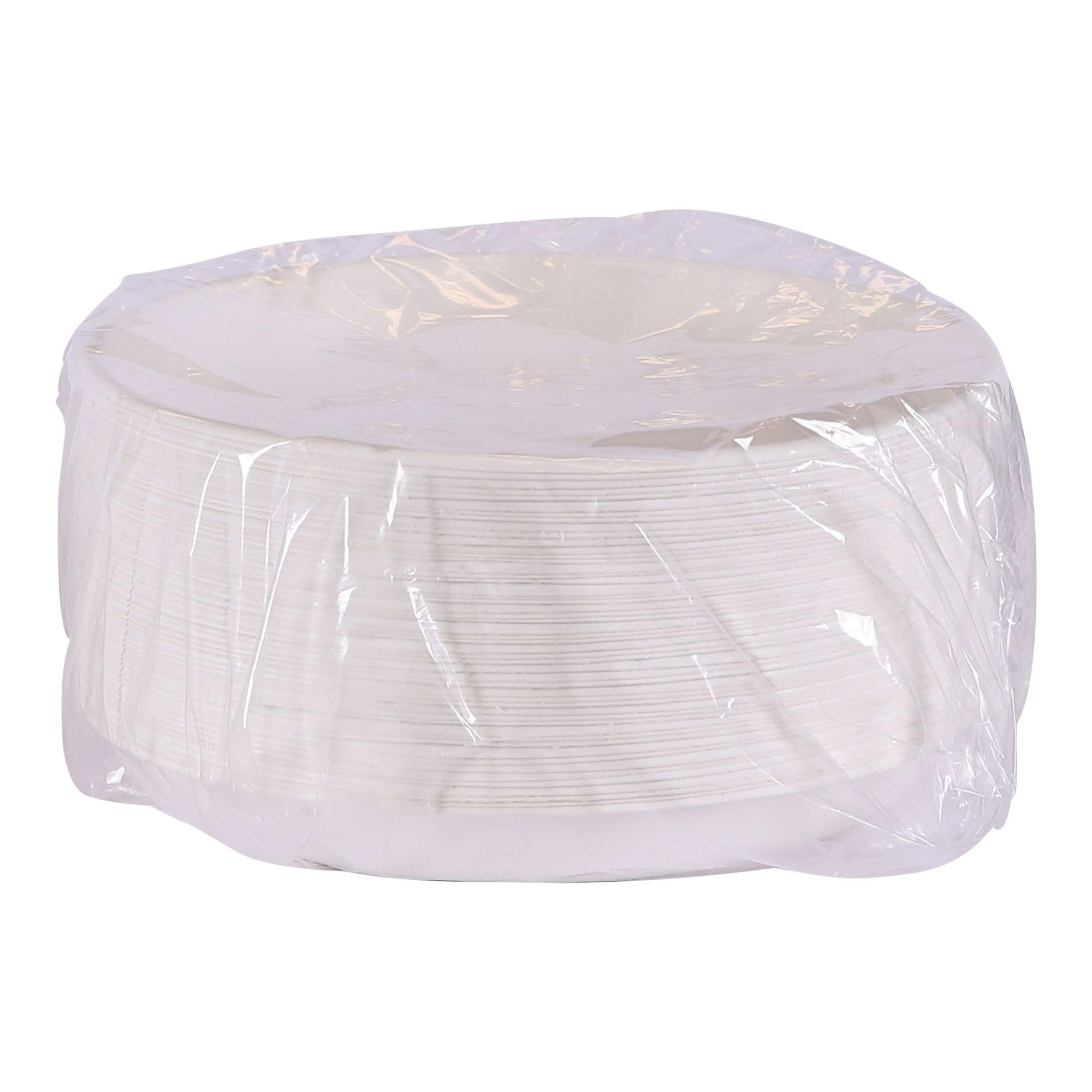 Eco Products Compostable 9'' Shallow Bowls Plates, Case Of 400, Disposable White Molded Fiber, Round, Tree-Free, Stronger Than P