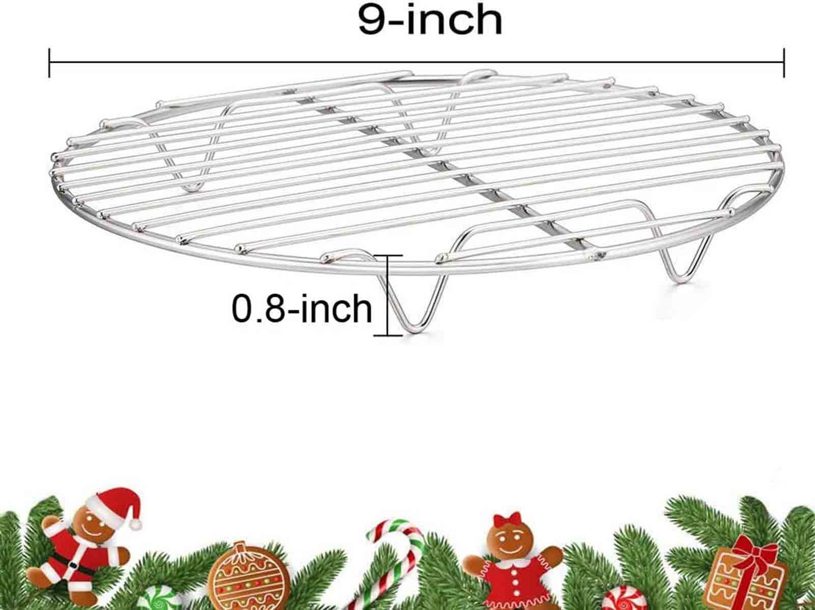 Teamfar Round Cooling Rack Set Of 2, 9 Inch Round Rack Baking Steaming Roasting Rack Set Stainless Steel, Healthy & Dishwasher S