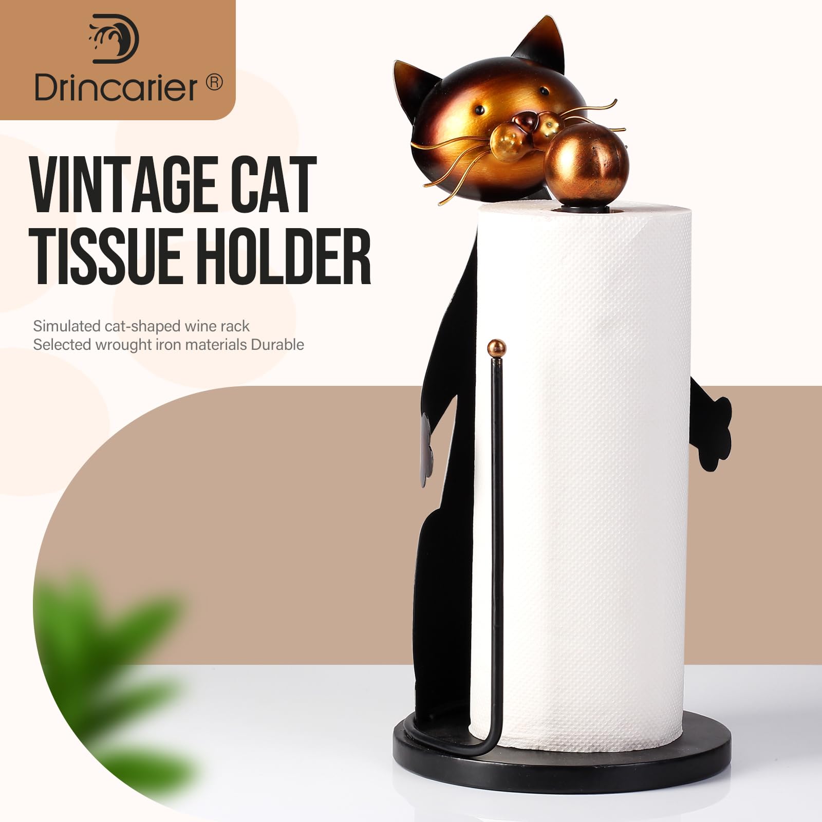 Cat Paper Towel Holder Countertop, Farmhouse Paper Towel Holder Stand For Kitchen Roll Organize,Paper Towel Holder For Kitchen D