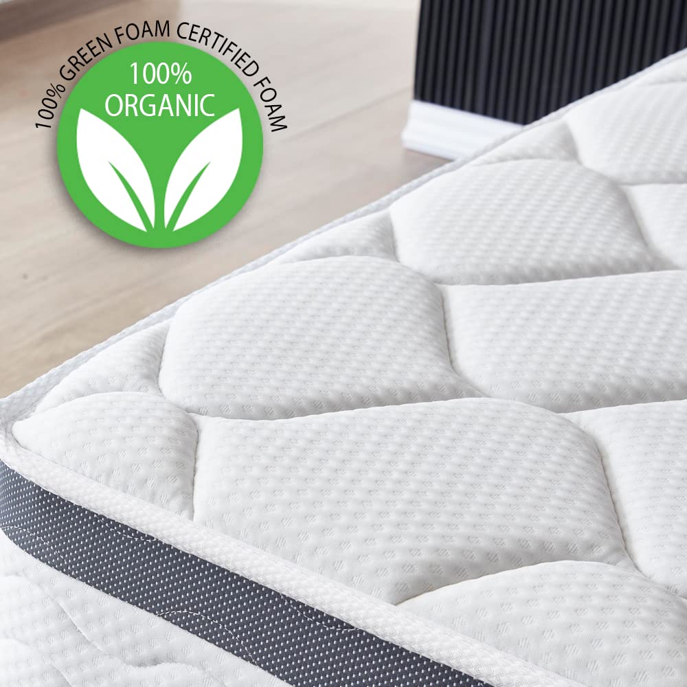 Queen Size Mattress - 10 Inch Cool Memory Foam & Spring Hybrid Mattress With Breathable Cover -Comfort Plush Euro Pillow Top - R
