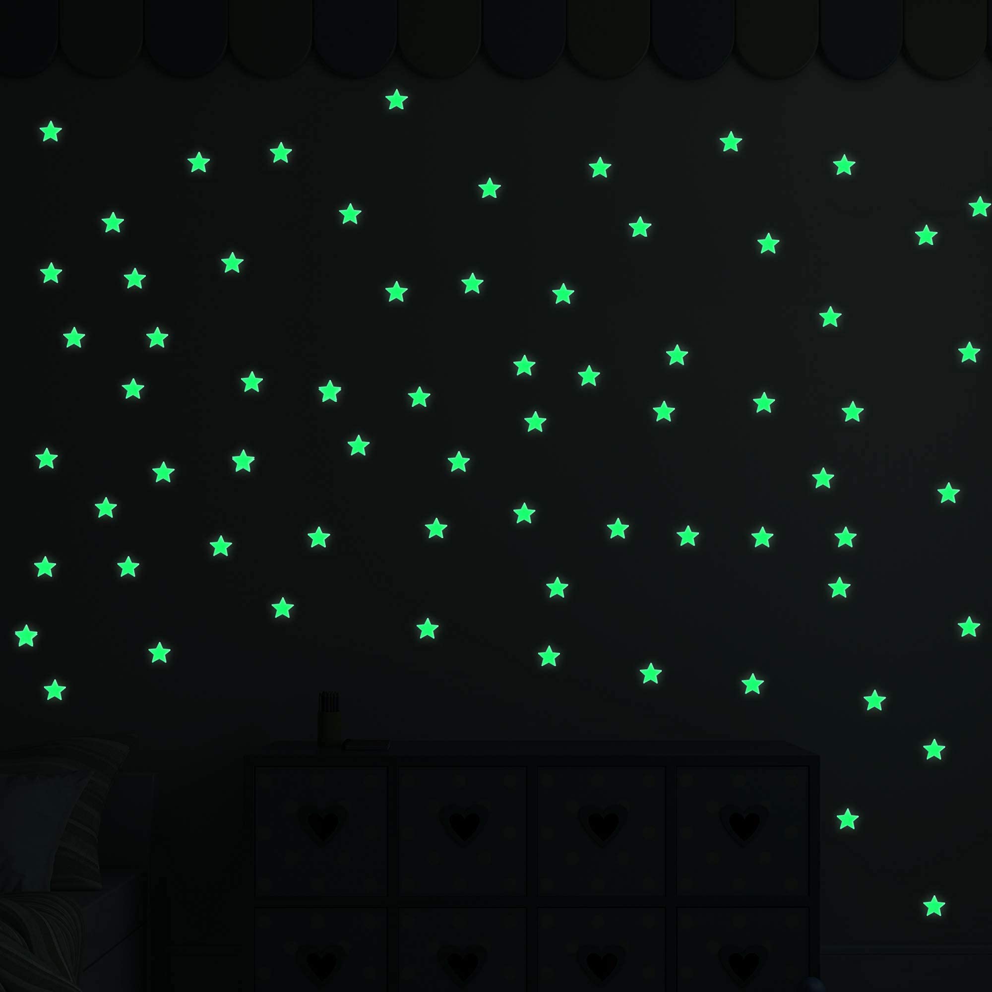 AM AMAONM 100 Pcs Blue Glow in The Dark Luminous Stars Fluorescent Noctilucent Plastic Wall Stickers Murals Decals for Home Art Decor Ceiling Wall Decorate Kids Babys Bedroom Room Decorations