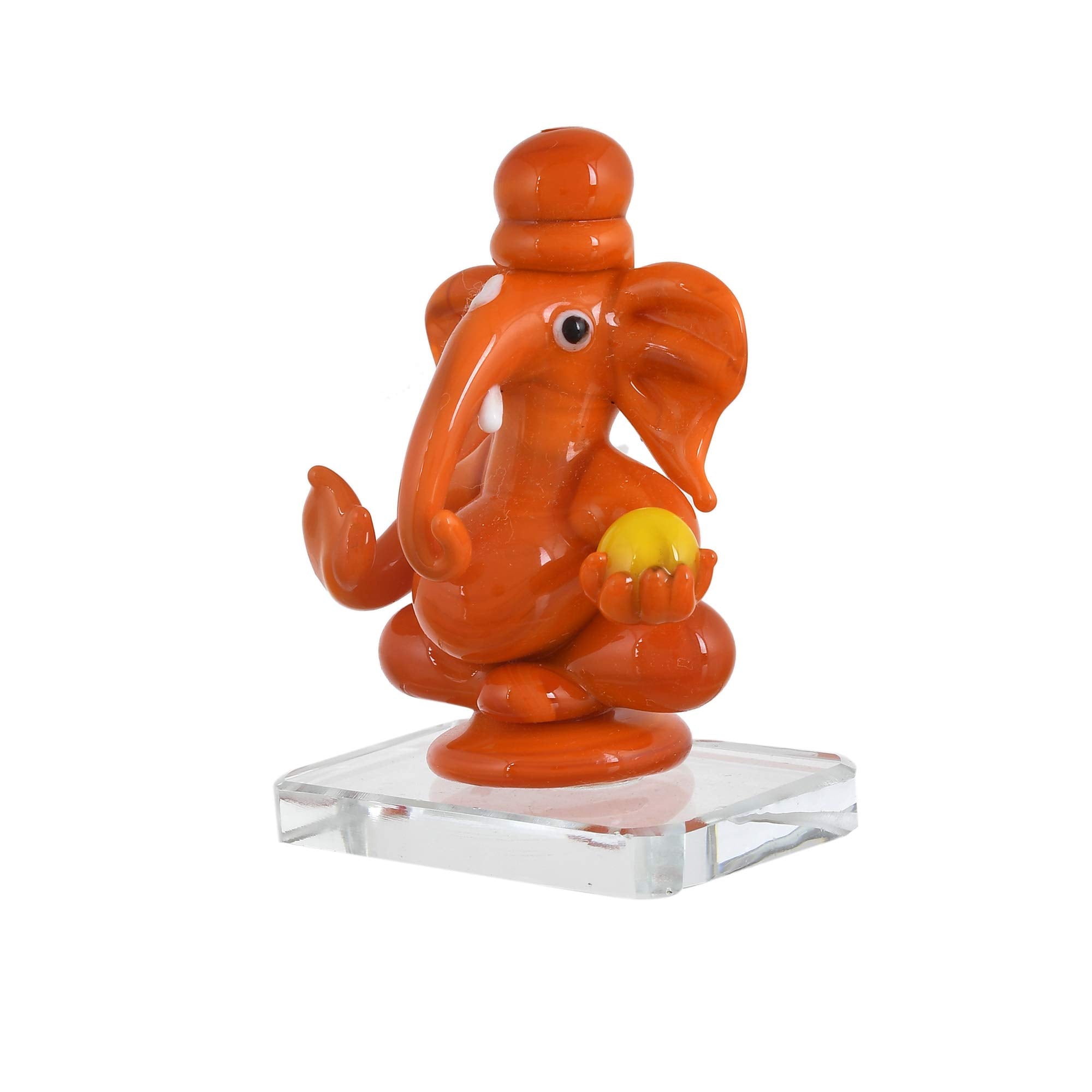 Great Art Glass Ganesh Idol for Car Dash Board (8.5cm x 5 cm, Red)
