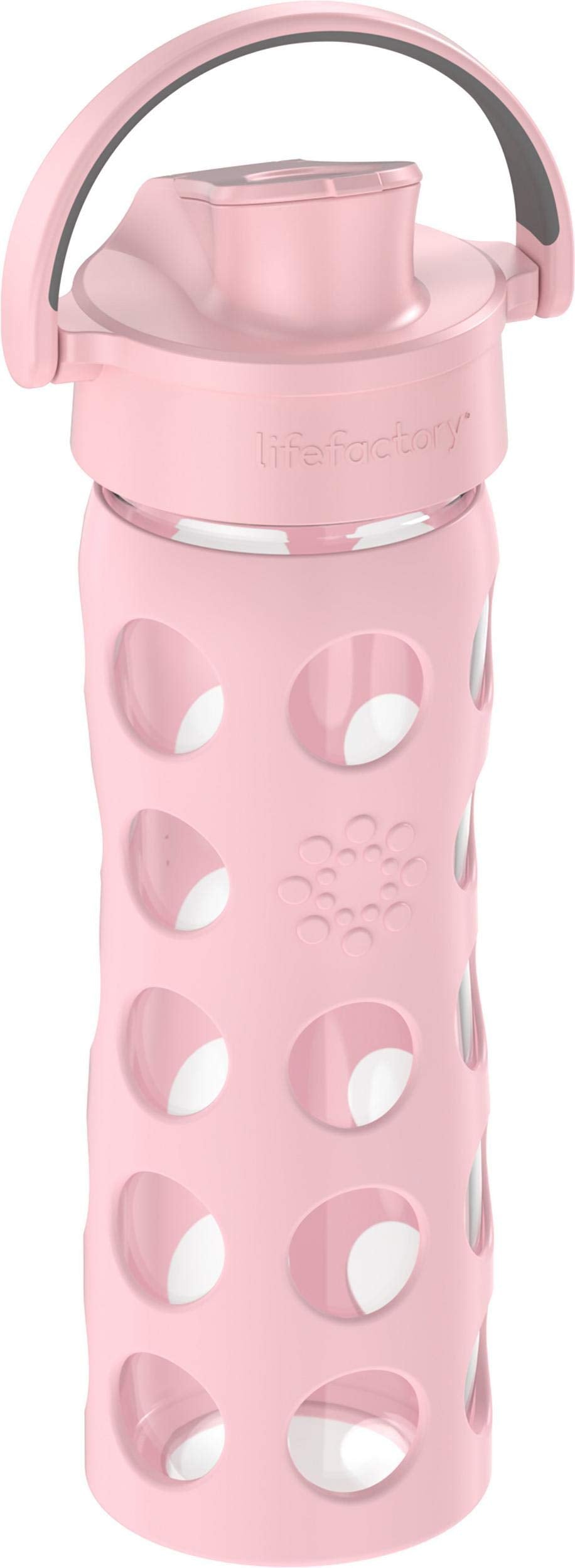 Lifefactory 16-Ounce Glass Water Bottle with Active Flip Cap and Protective Silicone Sleeve  Desert Rose