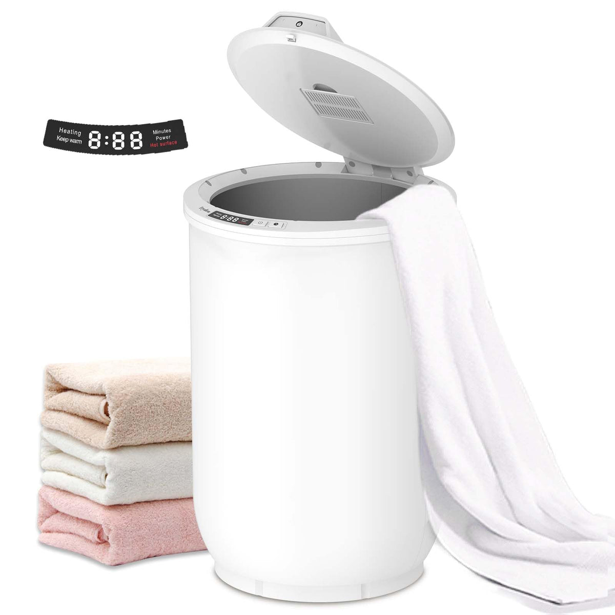 Trydow Ultra Large Capacity Towel Warmer Bucket, Rapid Heating With Timer, One-Button Digital Display Control, Safety Lock, Gift