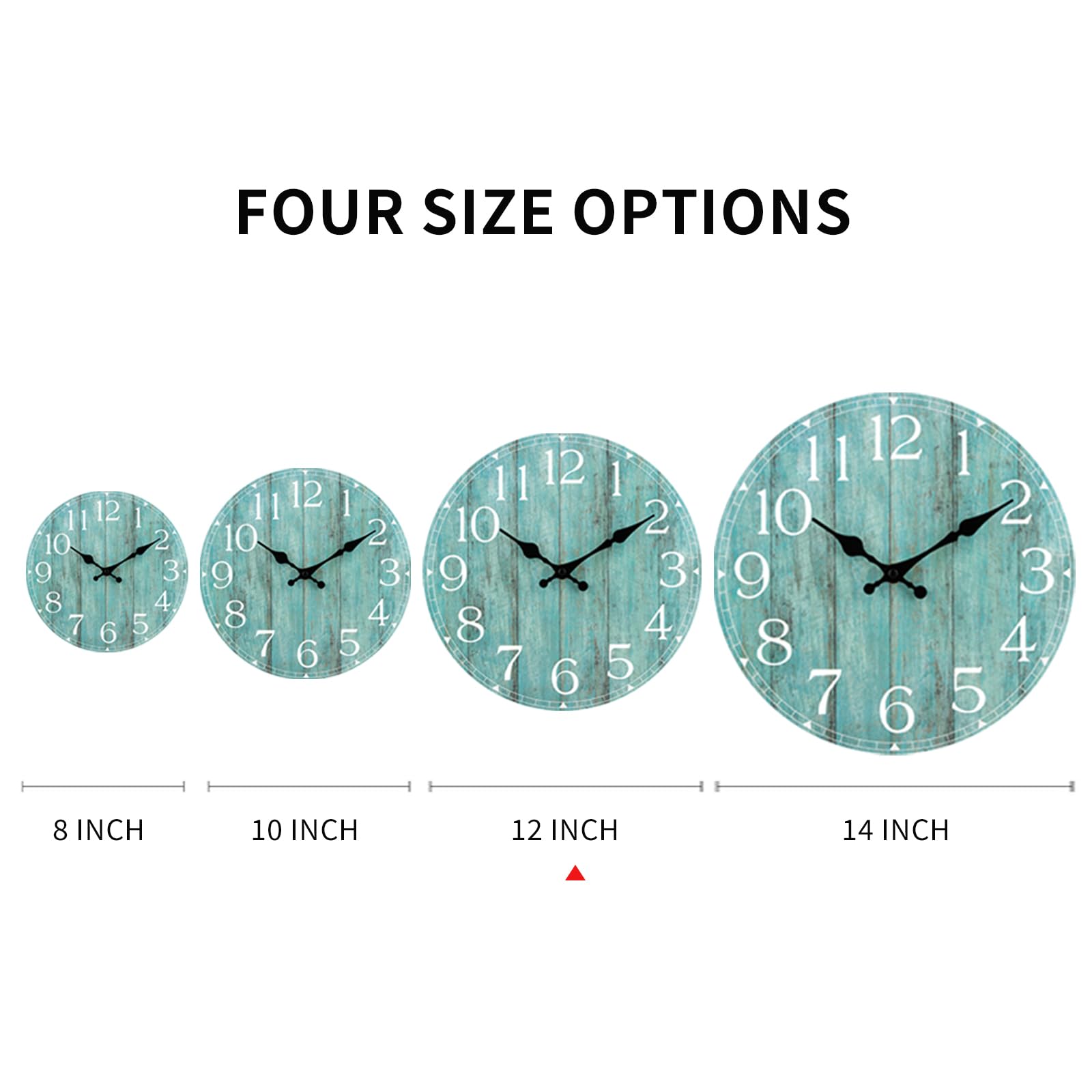 Hylanda 12 Inch Wall Clock - Teal Kitchen Accessories And Decor - Green Wall Clocks Battery Operated Silent Non-Ticking - Turquo