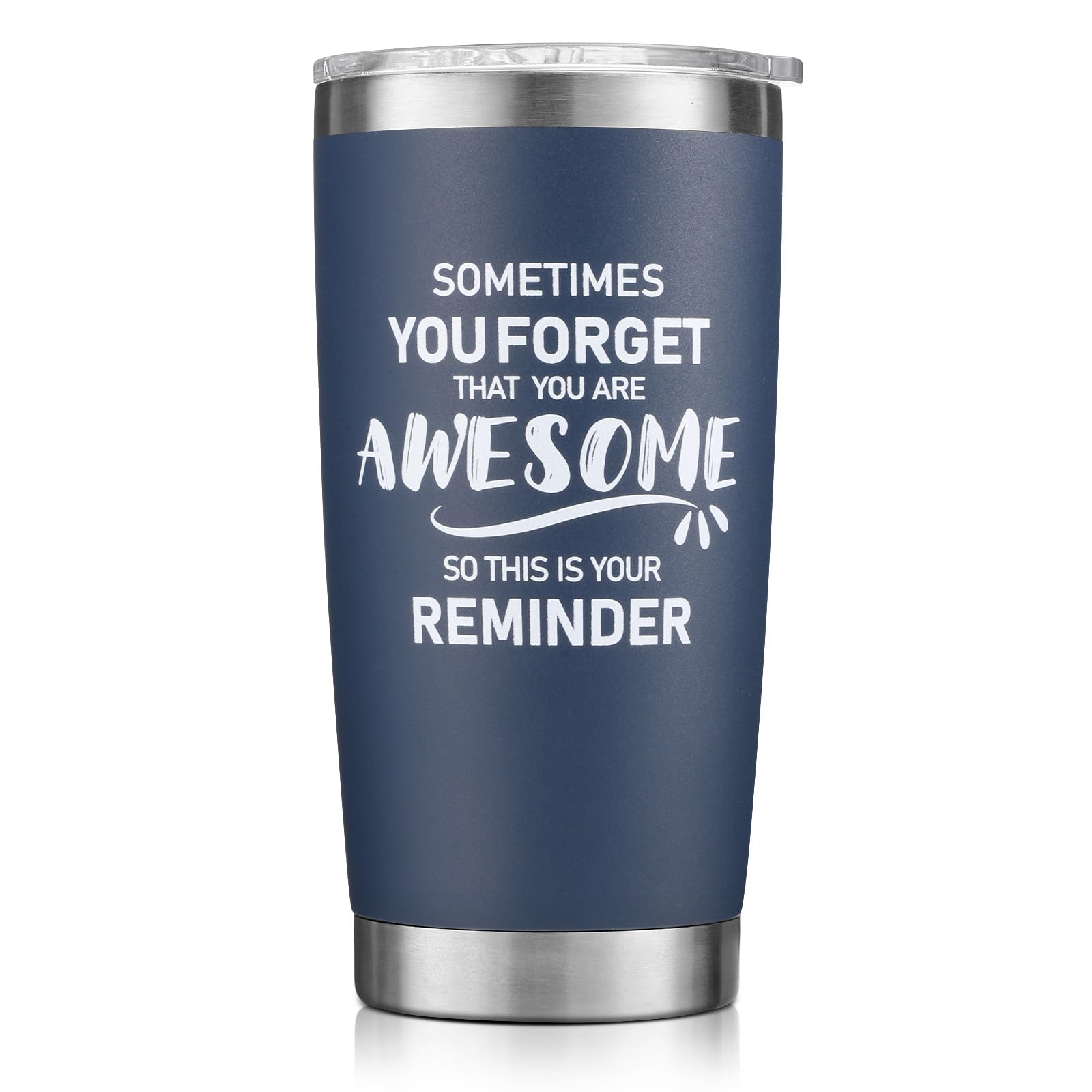 NOWWISH 20oz Navy Blue Tumbler, Sometimes You Forget You re Awesome Inspirational Stainless Steel Cup, Stocking Stuffer for Men