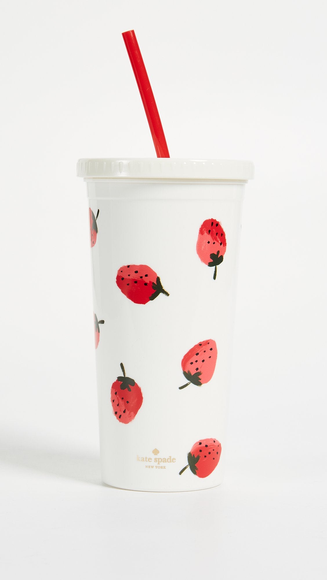 Kate Spade New York Insulated Tumbler With Reusable Straw, 20 Ounce Acrylic Travel Cup With Lid, Strawberries