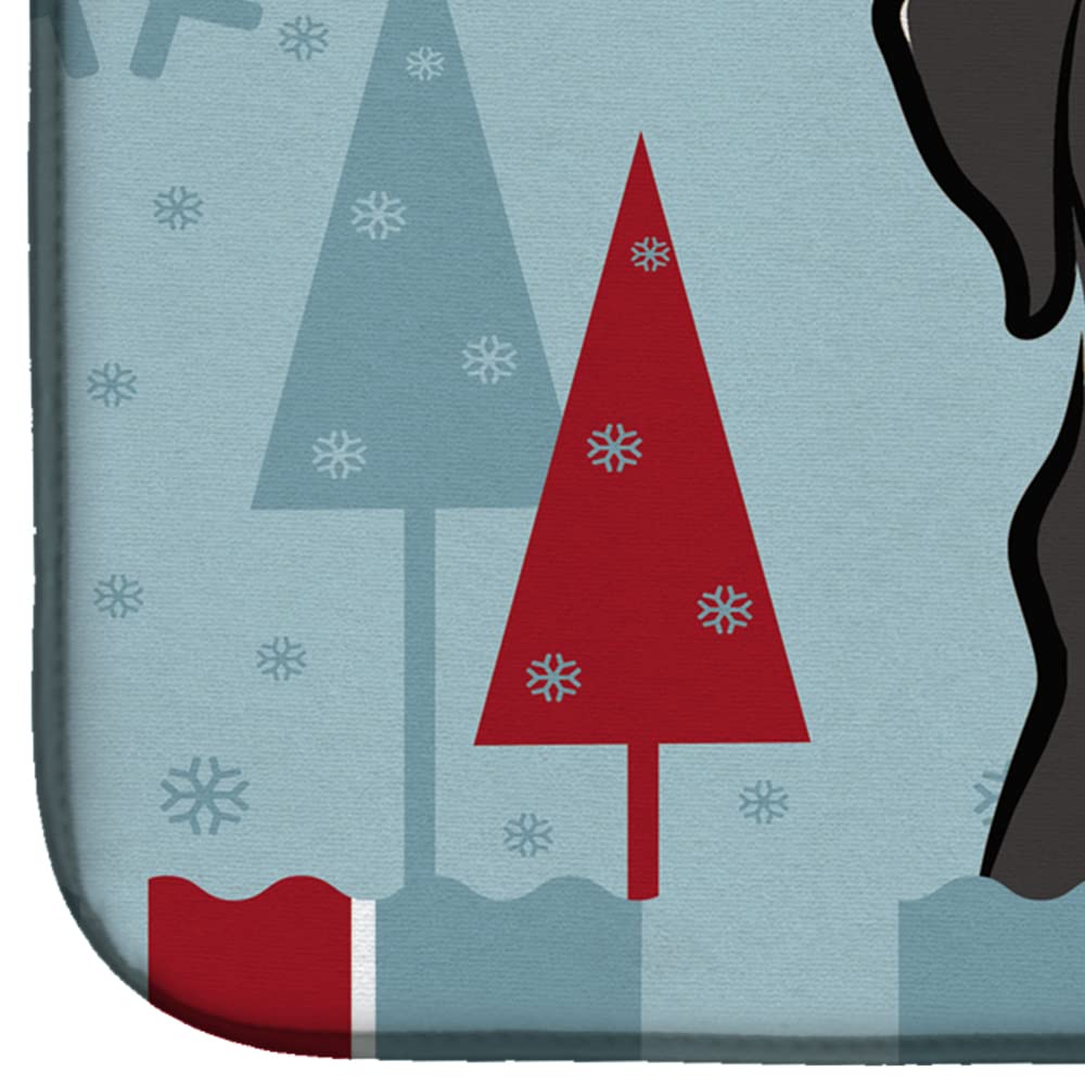 Winter Holiday Black Labrador Dish Drying Mat BB1731DDM