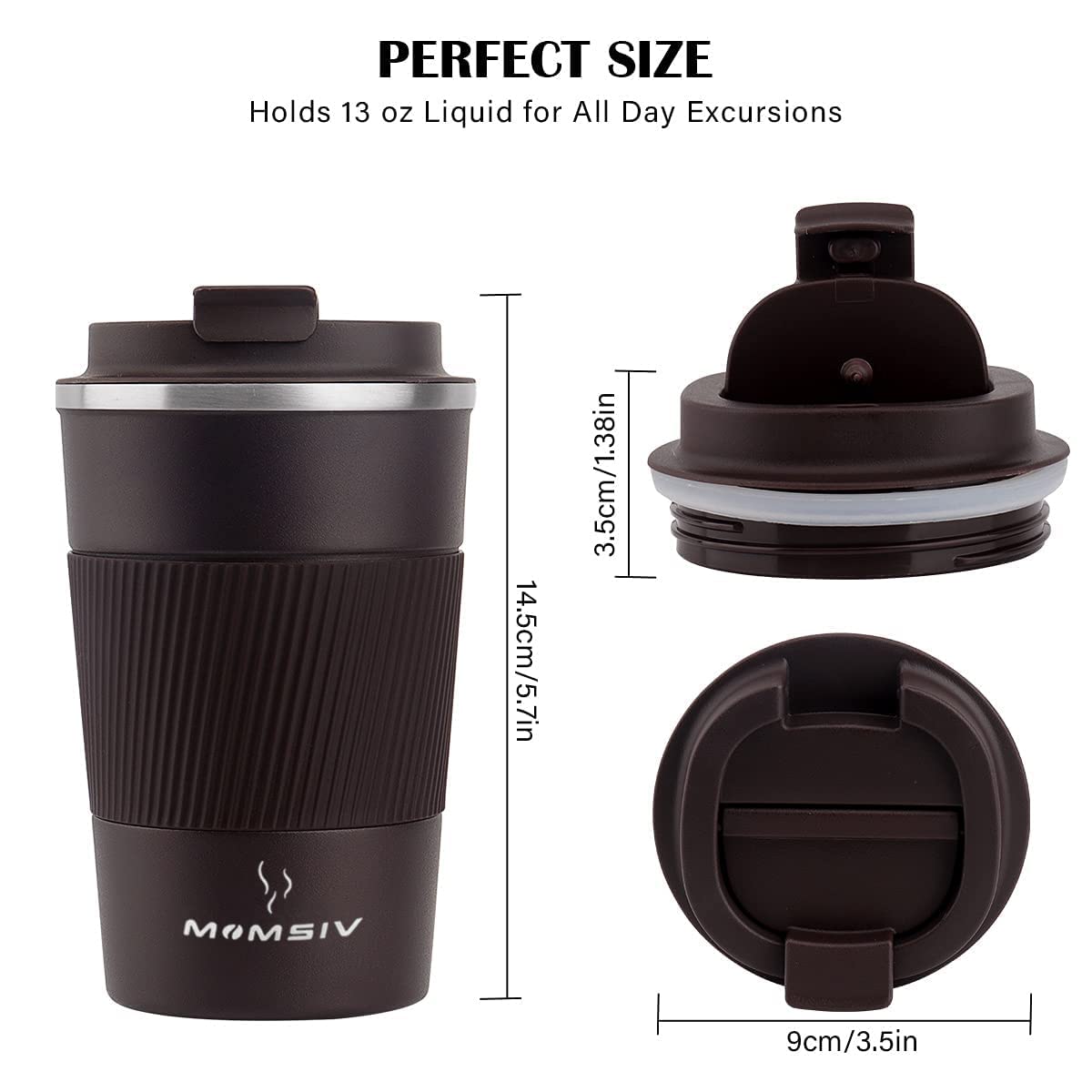 Momsiv 12Oz Travel Mug, Insulated Coffee Cup With Leakproof Lid, Vacuum Stainless Steel Double Walled Reusable Tumbler For Hot A