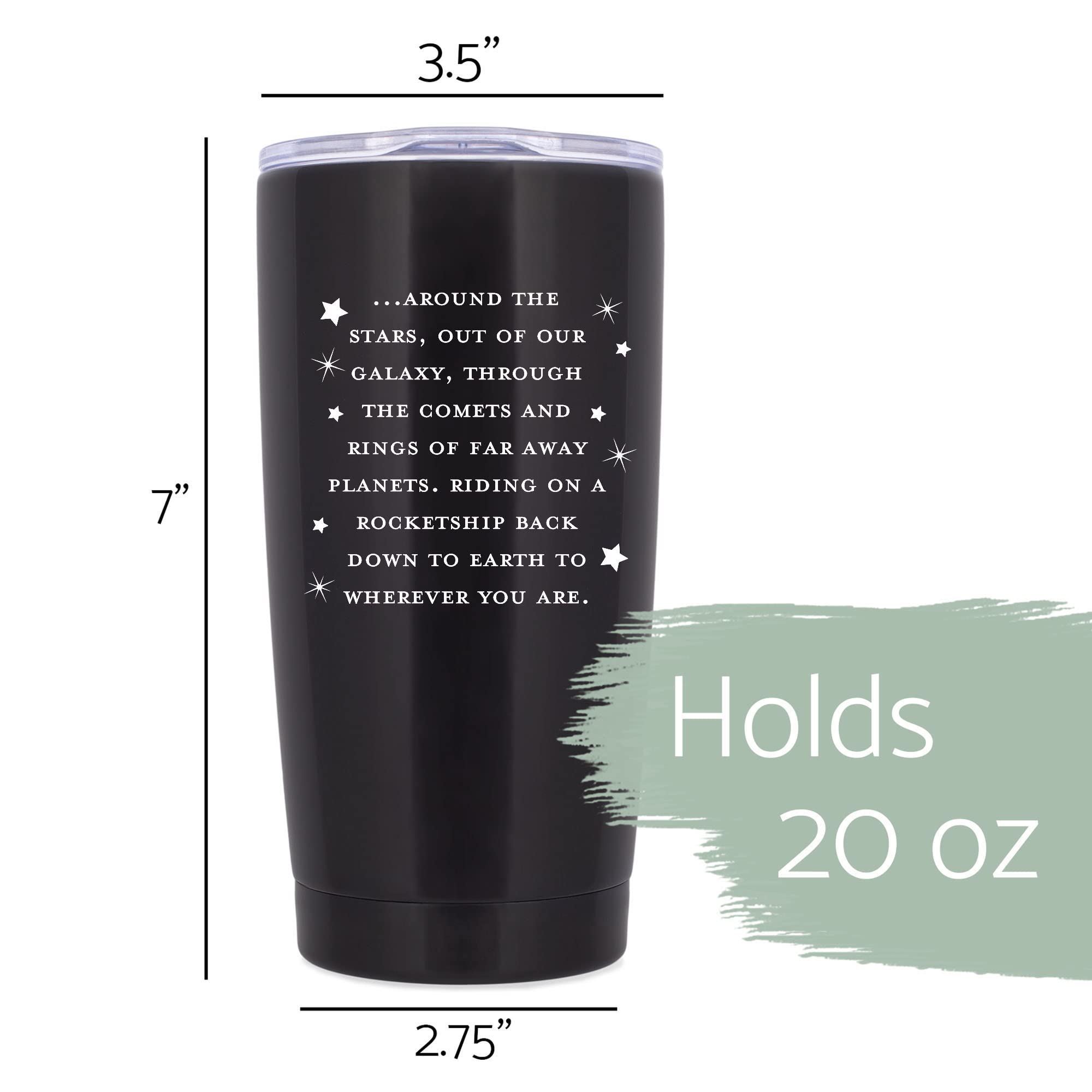 Love You To The Moon And Back 20 Ounce Classic Black Stainless Steel Travel Tumbler Mug