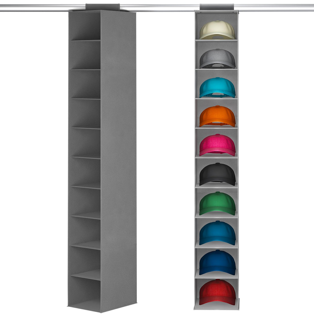 Lifewit 10 Compartments Hat Organizer For Baseball Caps, 1 Pack Hat Rack Hanging Storage Organizer, Non-Woven Fabric Display She