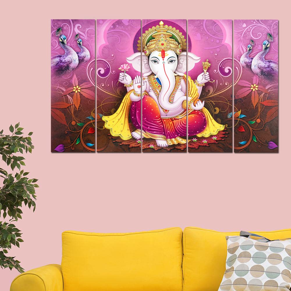 Maxstone Ganpati Wall Painting (50 x 30 Inches) Big Size Multiple Frames Wall Art for Living Room, Bedroom, Home, Office, Hotels