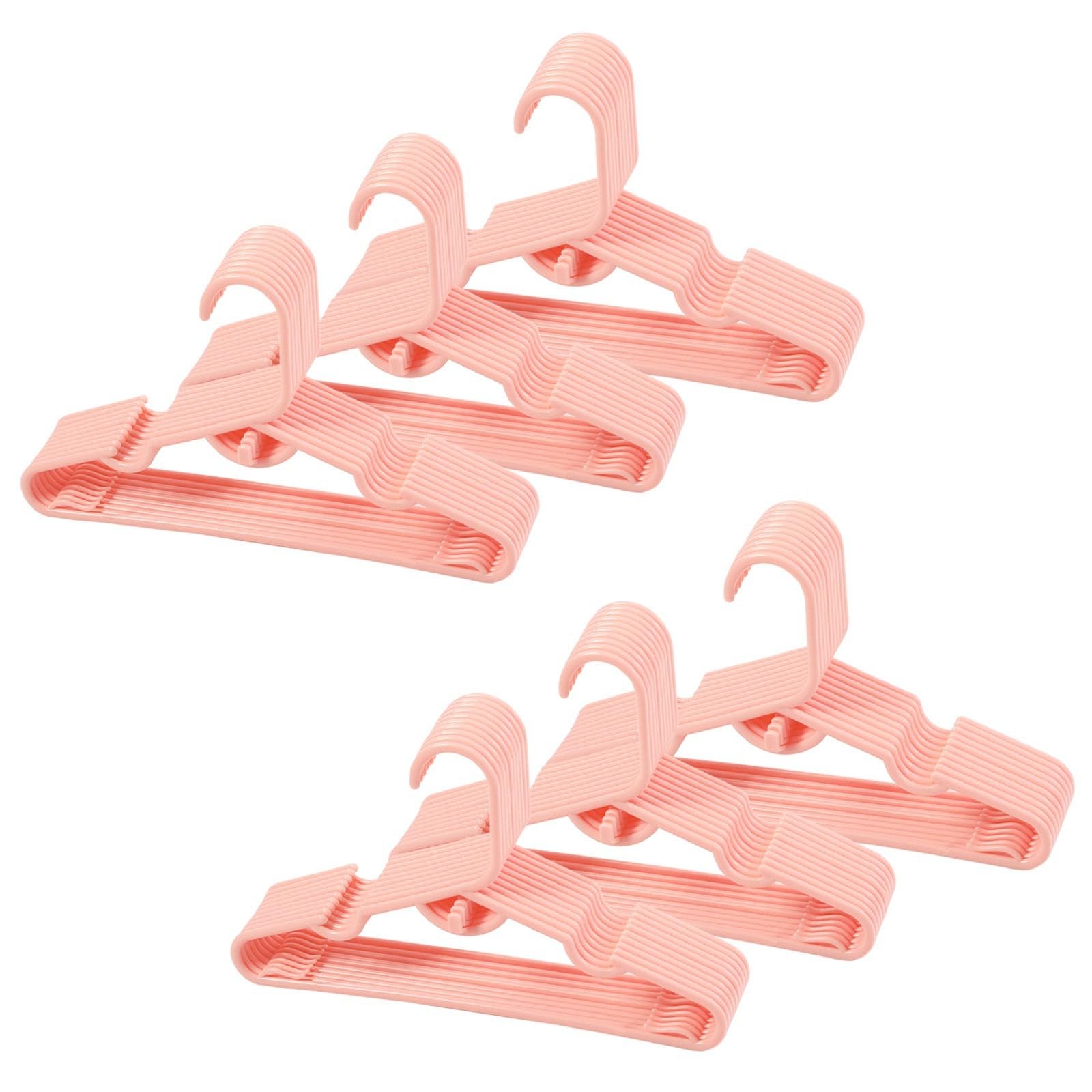 60Pcs Pink Baby Nursery Closet Hangers,Non-Slip Laundry Infant Pant Hanger For Newborn Clothes Gift,Stackable Hangers,Save Space