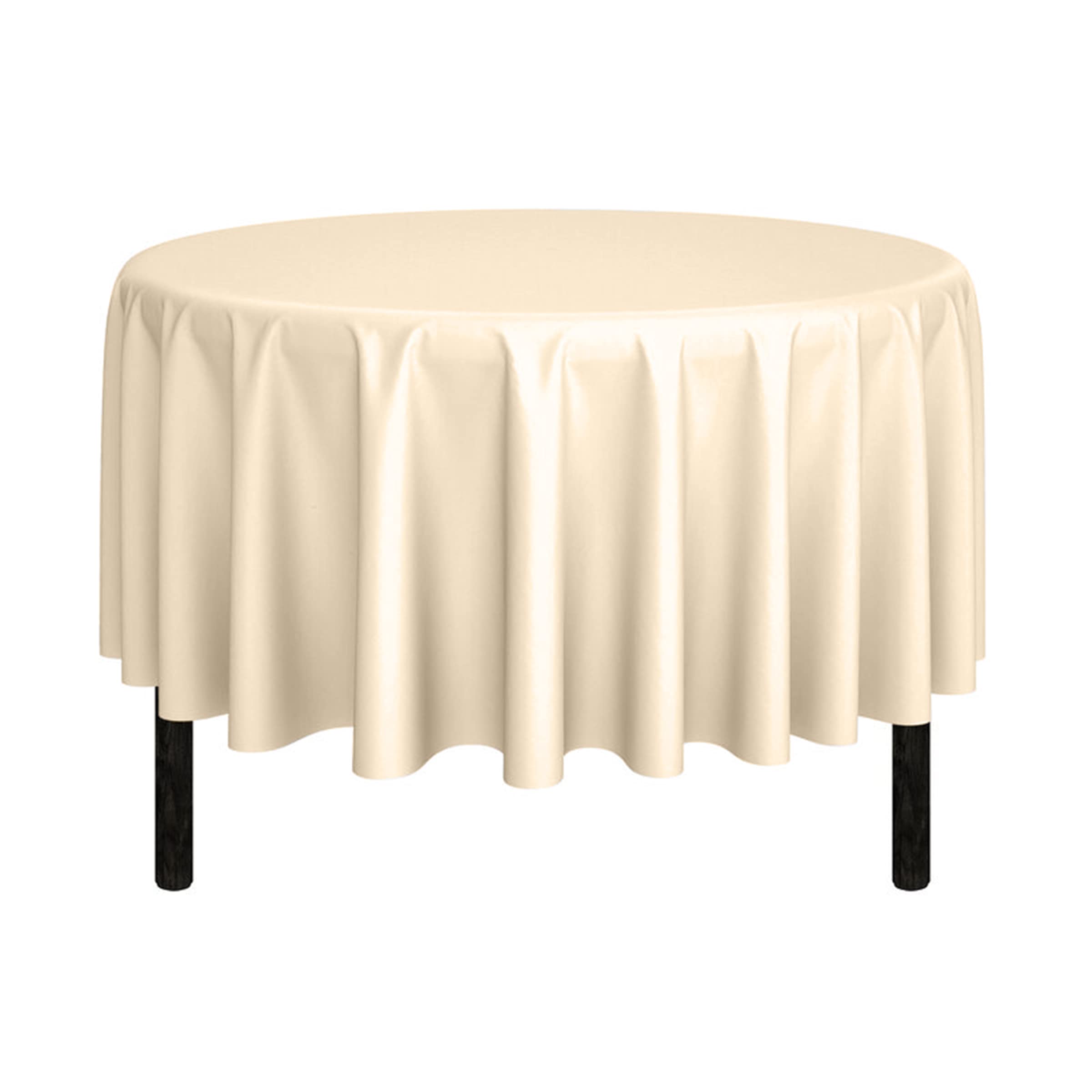 Pomp Beige 90 Round Premium Polyester Tablecloth  Wrinkle + Stain Resistant Easy Care Fabric  Fits 6Ft Rectangle Table