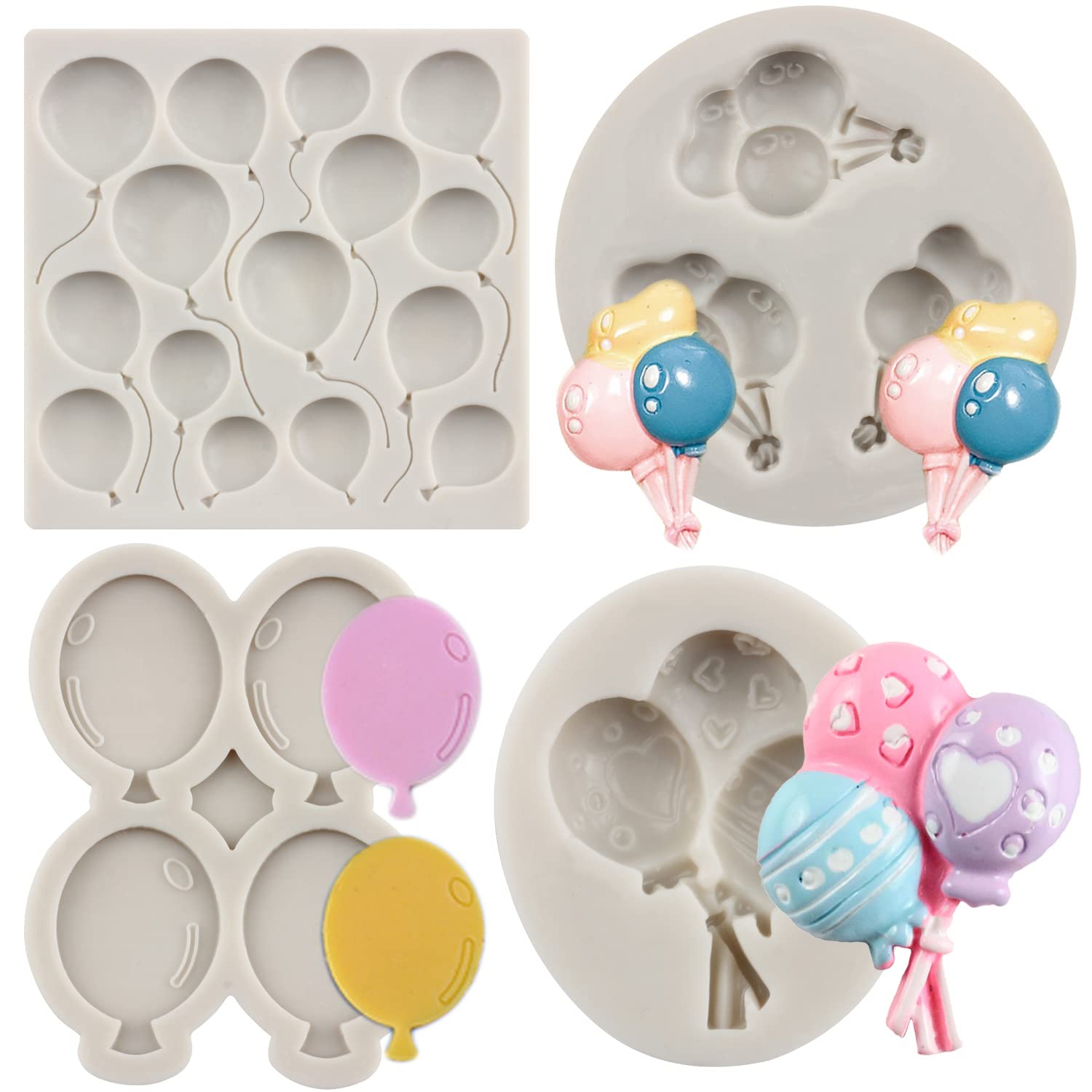 Mypracs Balloon Silicone Molds Air Balloon Fondant Molds For Baby Shower Sugarcraft Cake Decorating Cupcake Topper Candy Chocola