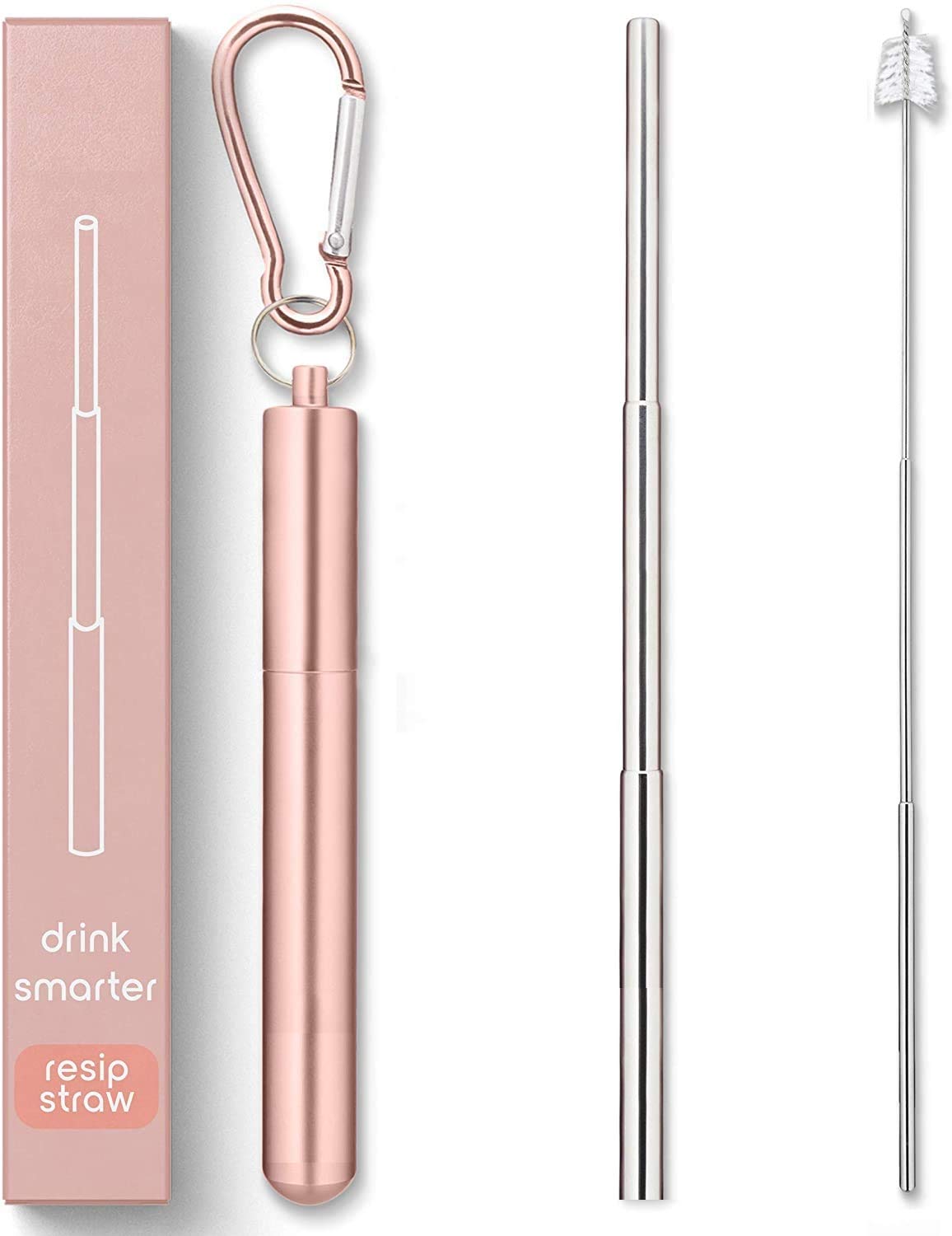 Anab Gi Portable Reusable Drinking Straws With Case| Collapsible And Foldable Telescopic Stainless Steel Straw Dispenser, Long C