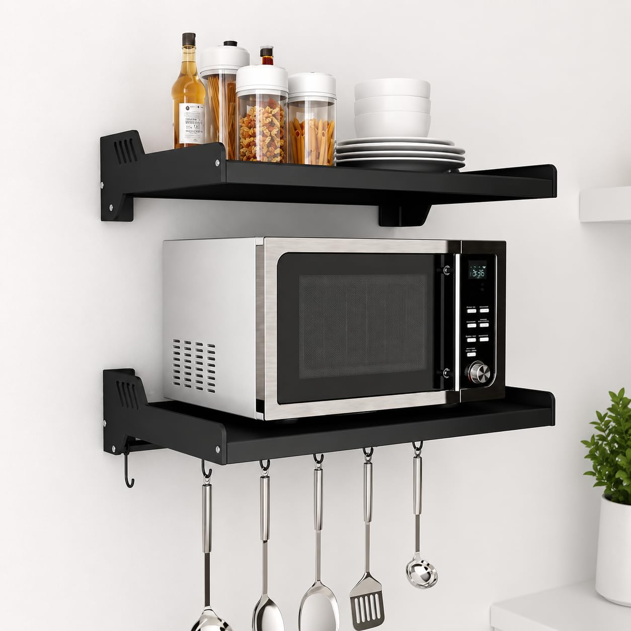 Ohumlabs Alloy Steel Microwave Oven Wall Rack Stand Kitchen Organizer, Racks For Storage Mixer Table Grinder 17 To 25 Liter Size