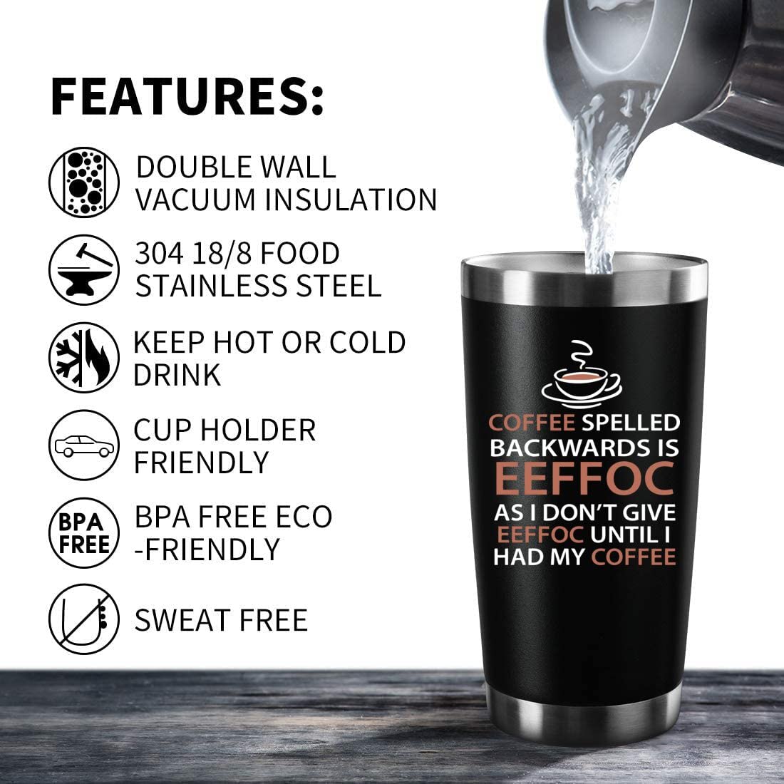 Athand Funny Coffee Tumbler - 20 Oz Travel Tumbler - Gifts For Coffee Lover