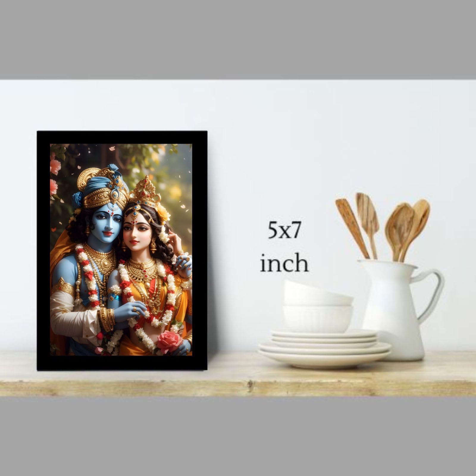 Great More wood Small Size Radha Krishna Photo frame for Wall Decoration God Radha Krishna Photo Framed Painting Wall Frames Poo