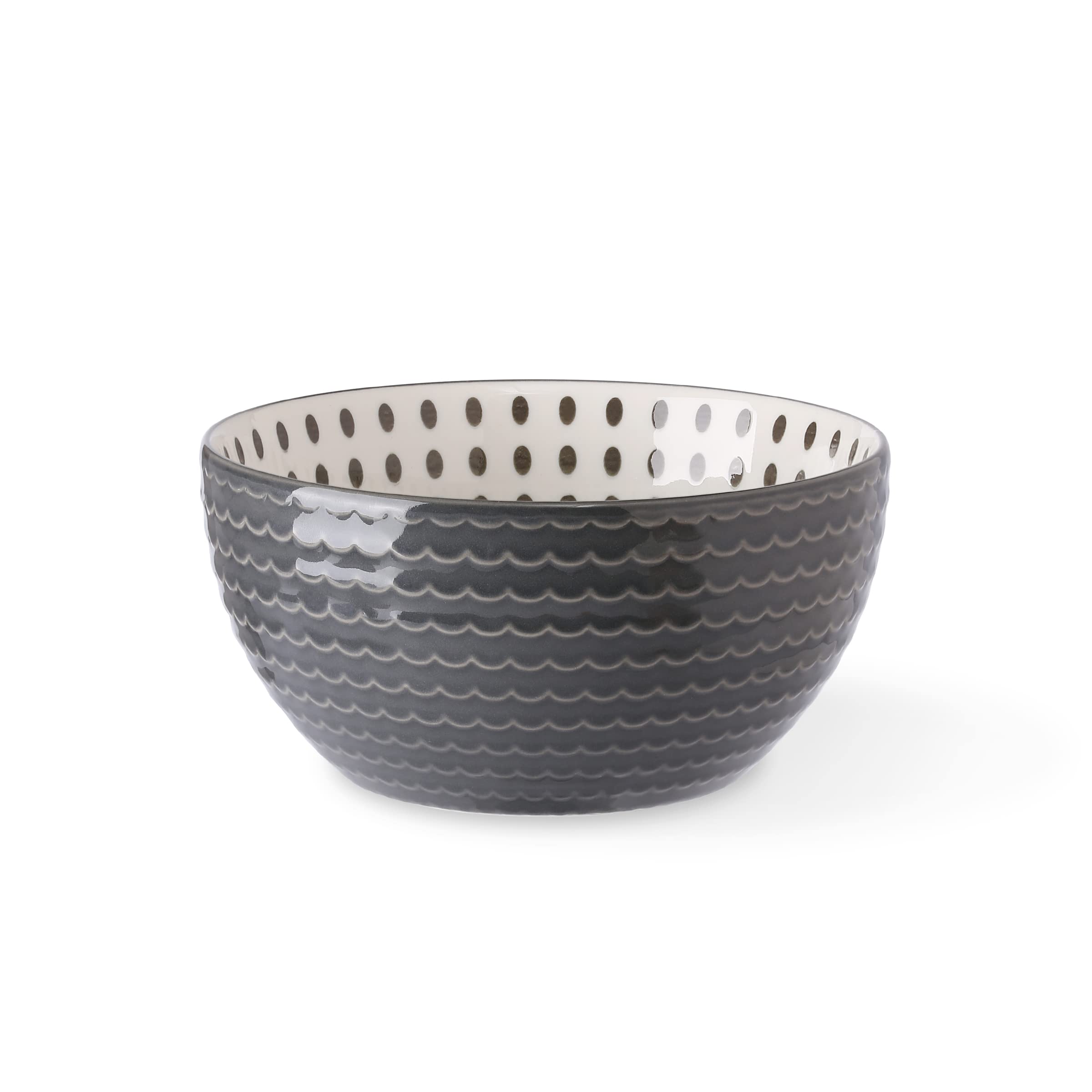 Signature Housewares Pad Print Set Of 4 Assorted Bowls 6'', 28Oz, Pp Gray