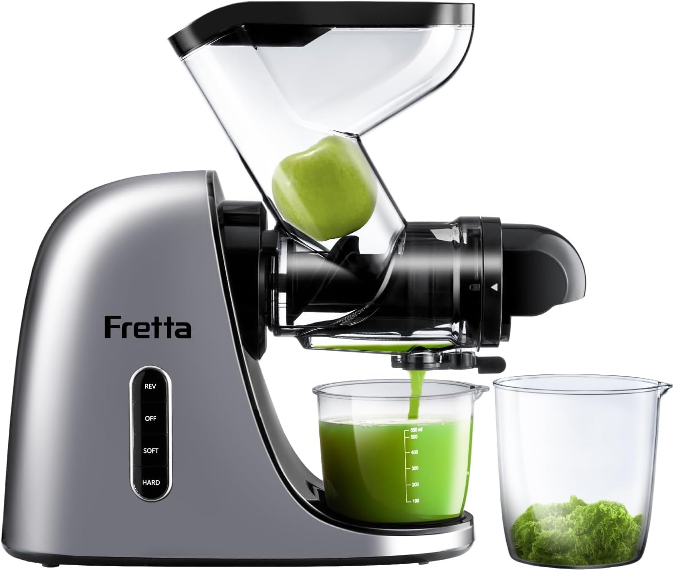 Juicer Machines, Cold Pressed Juicer, Fretta Masticating Slow Juicer With 3-Inch Wide Feed Chute, Celery Juicer, Juice Extractor