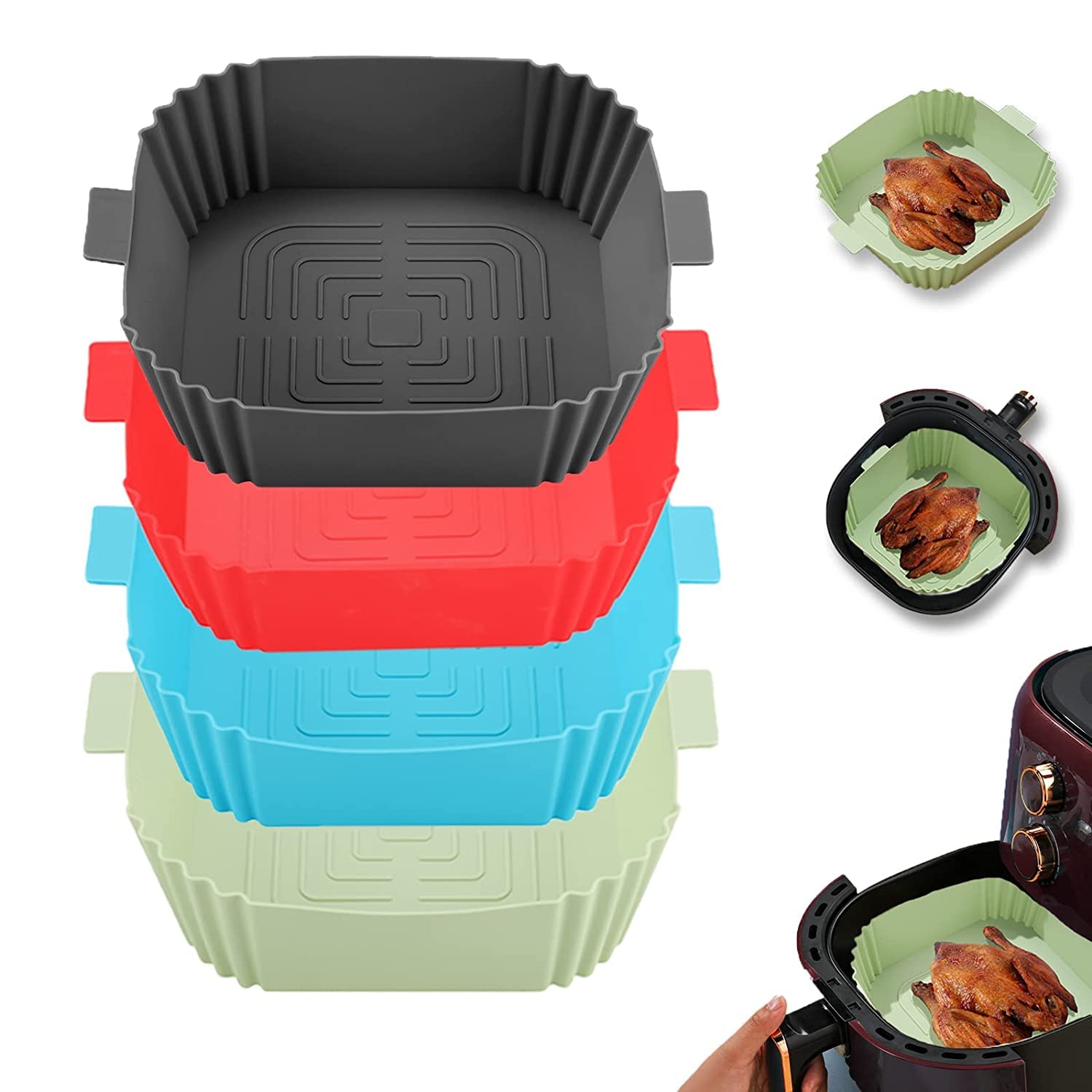 Sgmvk Silicone Air Fryer Liners Reusable Liners Food Safe Air Fryers Oven Accessories Parchment Liner Paper,Silicone Baking Tray