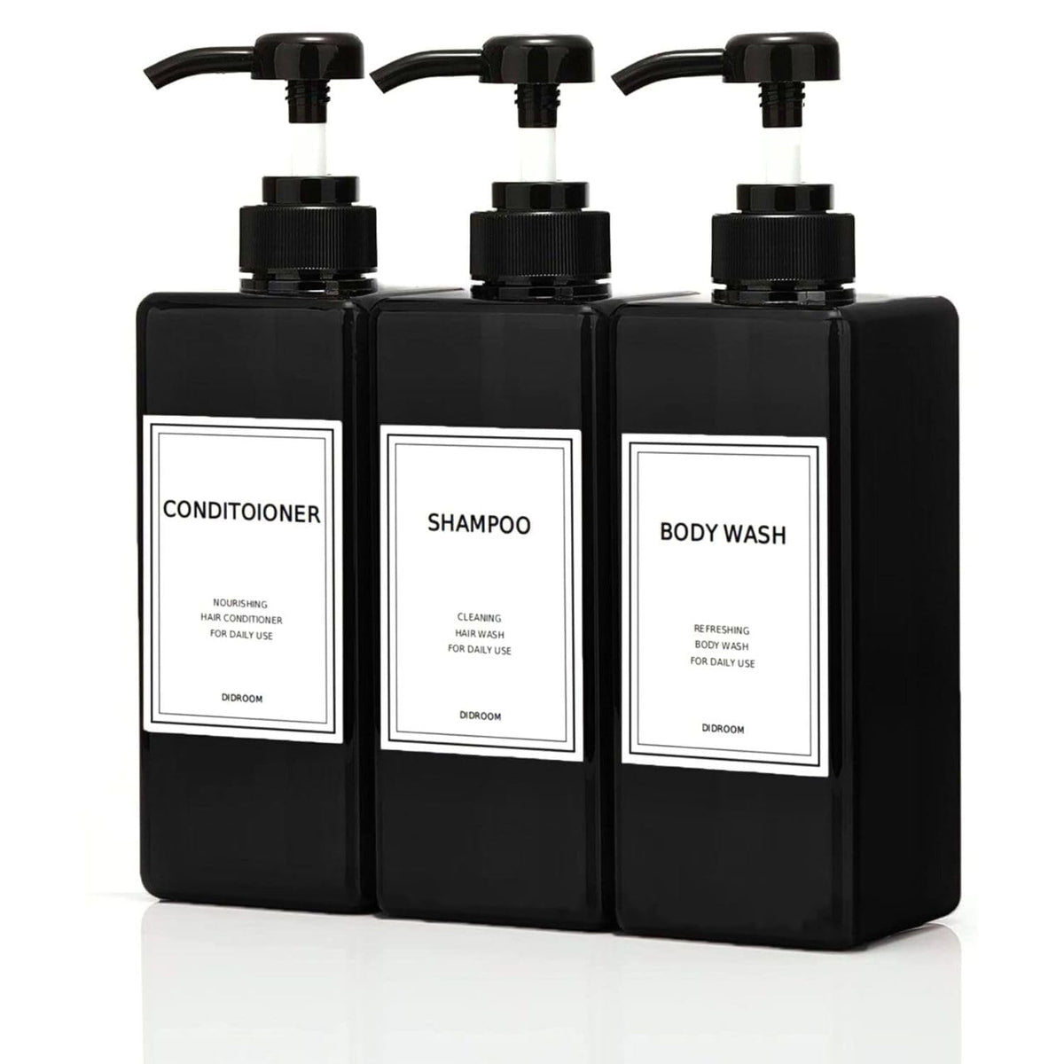 Modern Shampoo And Conditioner Dispenser (21 Oz, Pack Of 3) Refillable Pump Bottle Set Empty Shower Plastic Bottles With Pump Fo