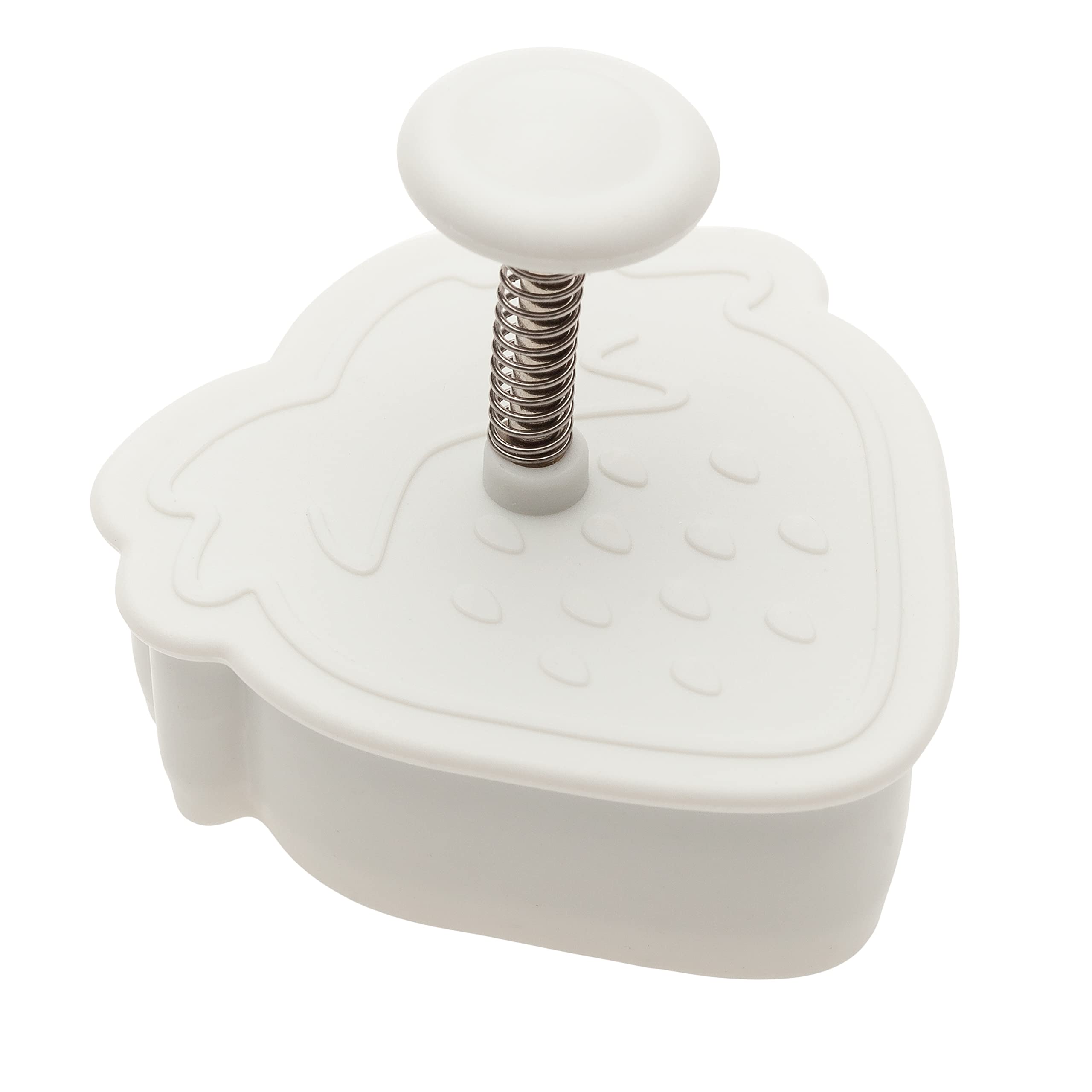 Ateco Strawberry Plunger Cutters, For Cutting Decorations & Direct Embossing, Spring-Loaded Handle, Food Safe Plastic White, 2 B