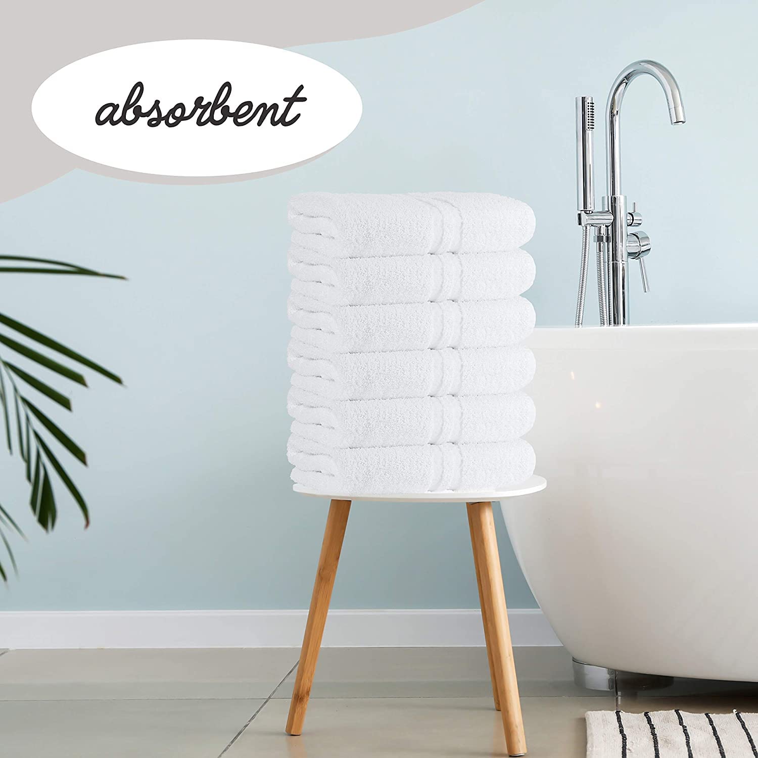 Green Lifestyle Luxury Bath Towel - White Large Bath Towels Pack For Spa, Gym, Bathroom, Hotel - 86% Cotton 14% Polyester -Super