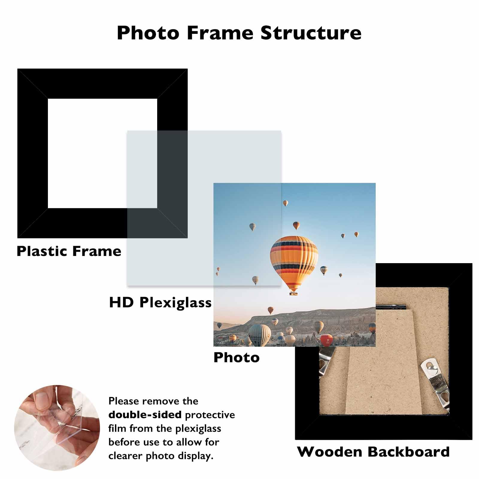 JCJMY 20x20 Picture Frame Black with 16x16 Mat, Display Photo 16x16 with Mat or 20 x 20 Without Mat, Wall Hanging Large 20x20 Po