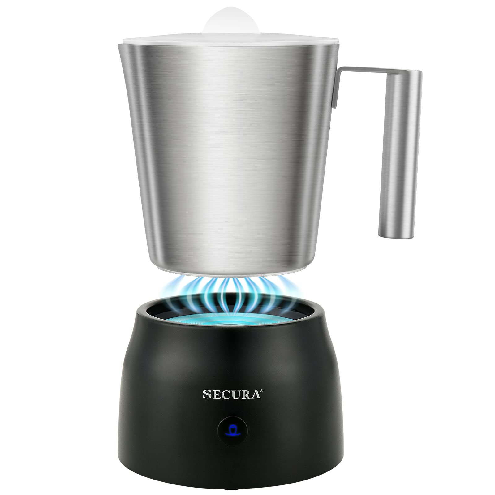 Secura Detachable Milk Frother, 17oz Electric Milk Steamer Stainless Steel, Automatic Hot/Cold Foam and Hot Chocolate Maker with