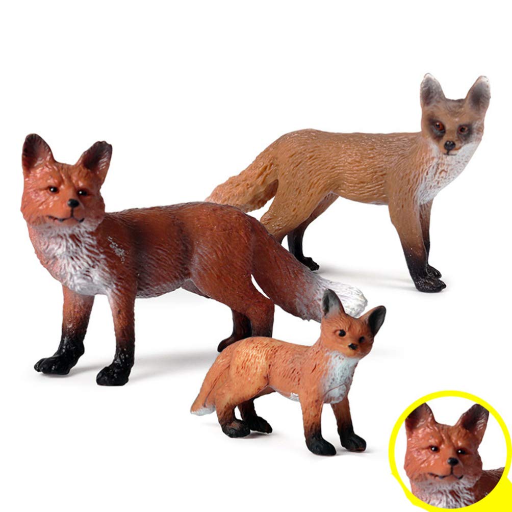Stobok 3 Pieces Fox Figurines Set Realistic Wildlife Animal Figurines Arctic Fox & Red Foxes Cake Toppers