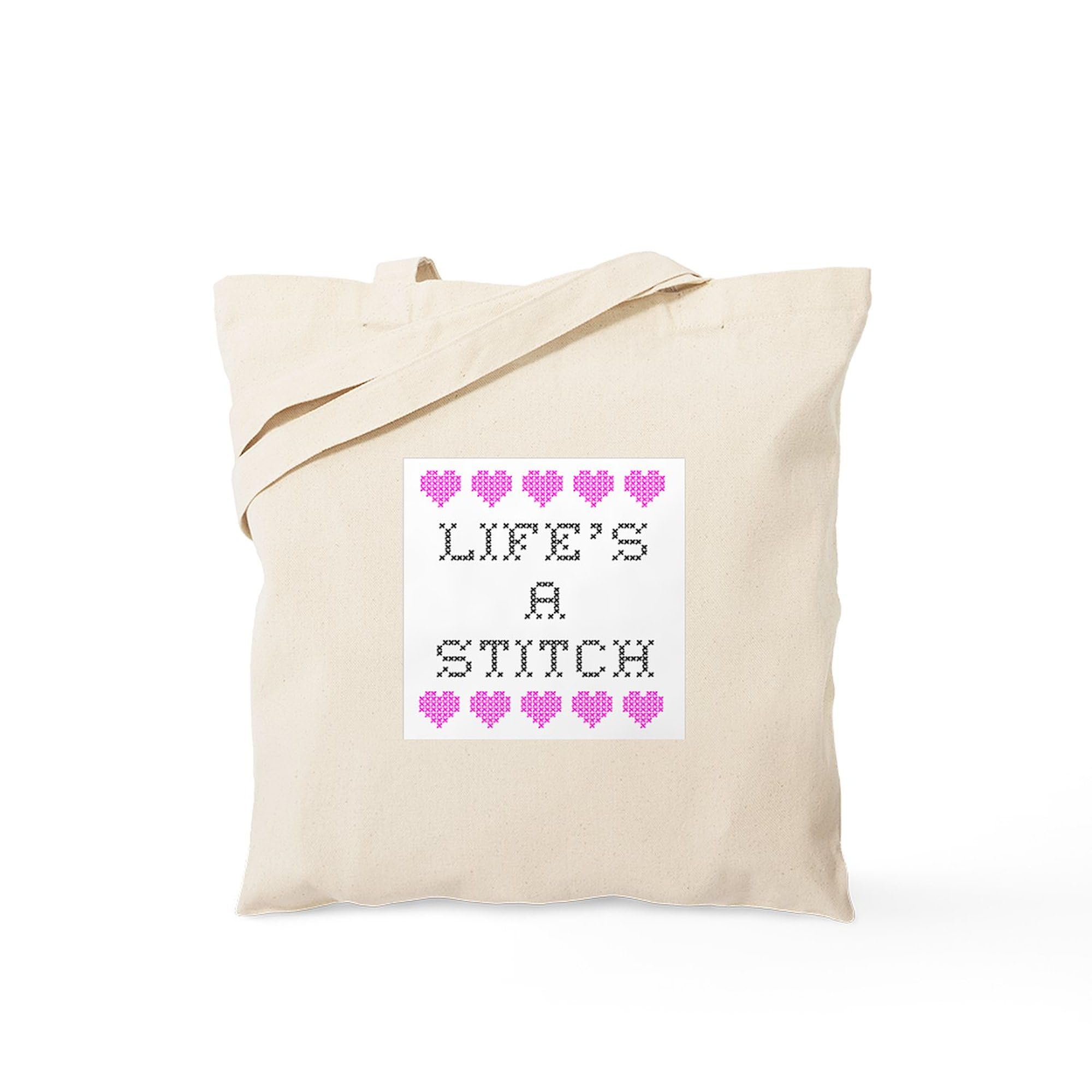 Cafepress Life'S A Stitch Cross Stitch Tote Bag Natural Canvas Tote Bag, Reusable Shopping Bag