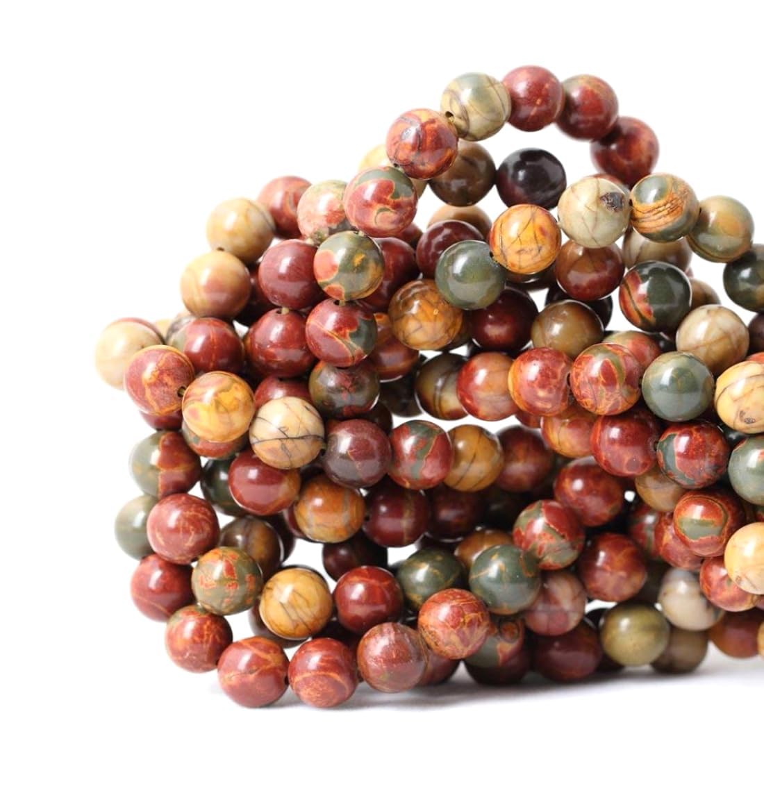 1 Strand Adabele Natural Picasso Jasper Healing Gemstone 8Mm (031 Inch) Round Loose Stone Beads (44-47Pcs) For Jewelry Craft Mak