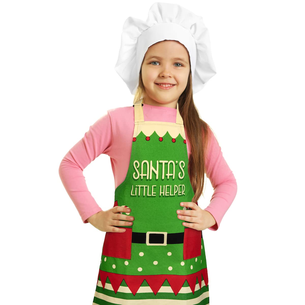 Santa'S Little Helper Kids Apron, Age 6-12, Funny Christmas Baking Apron For Kids Who Love To Bake