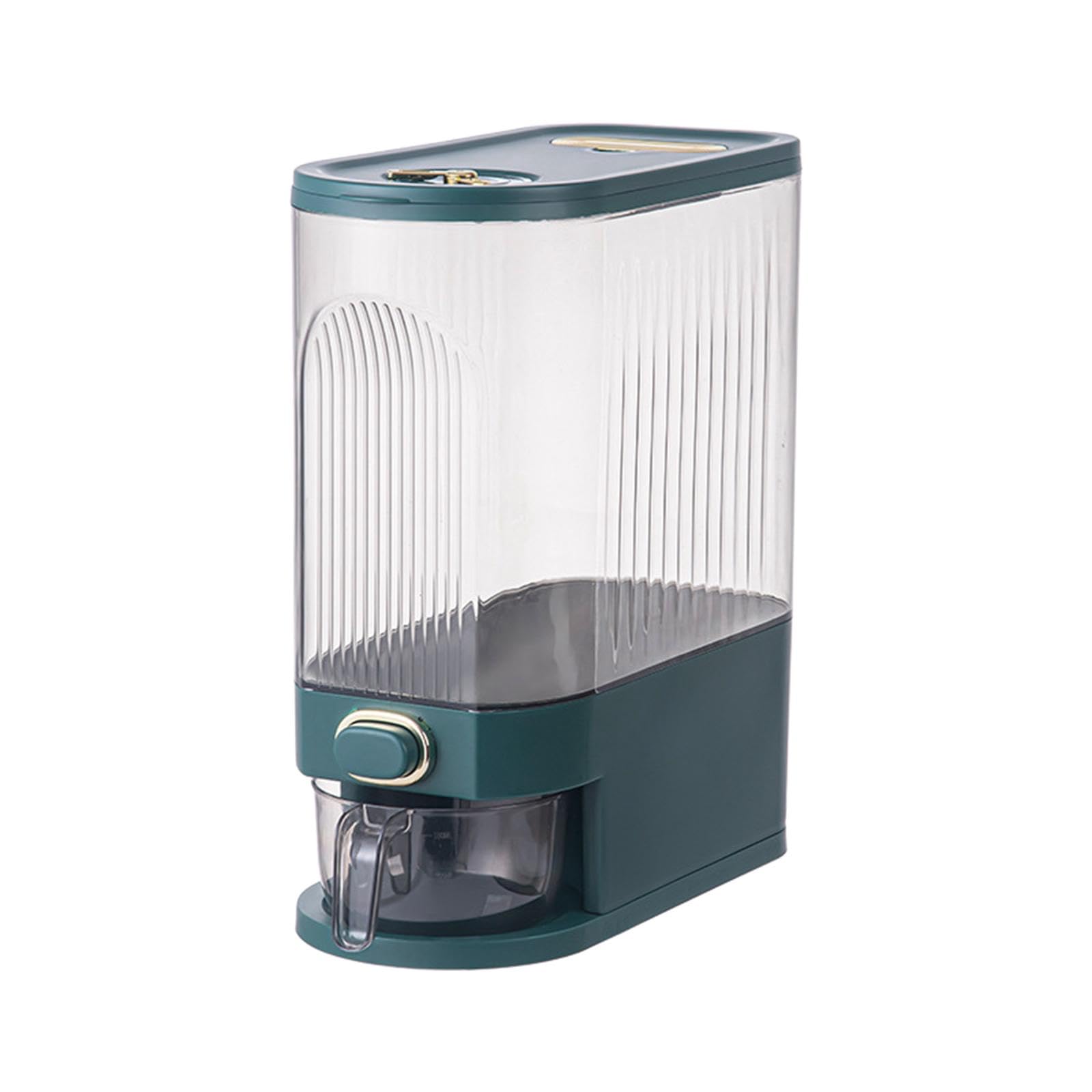 Ujeavette Grain Container Storage Box Airtight Rice Dispenser For Candy Cereal Soybean Green Large
