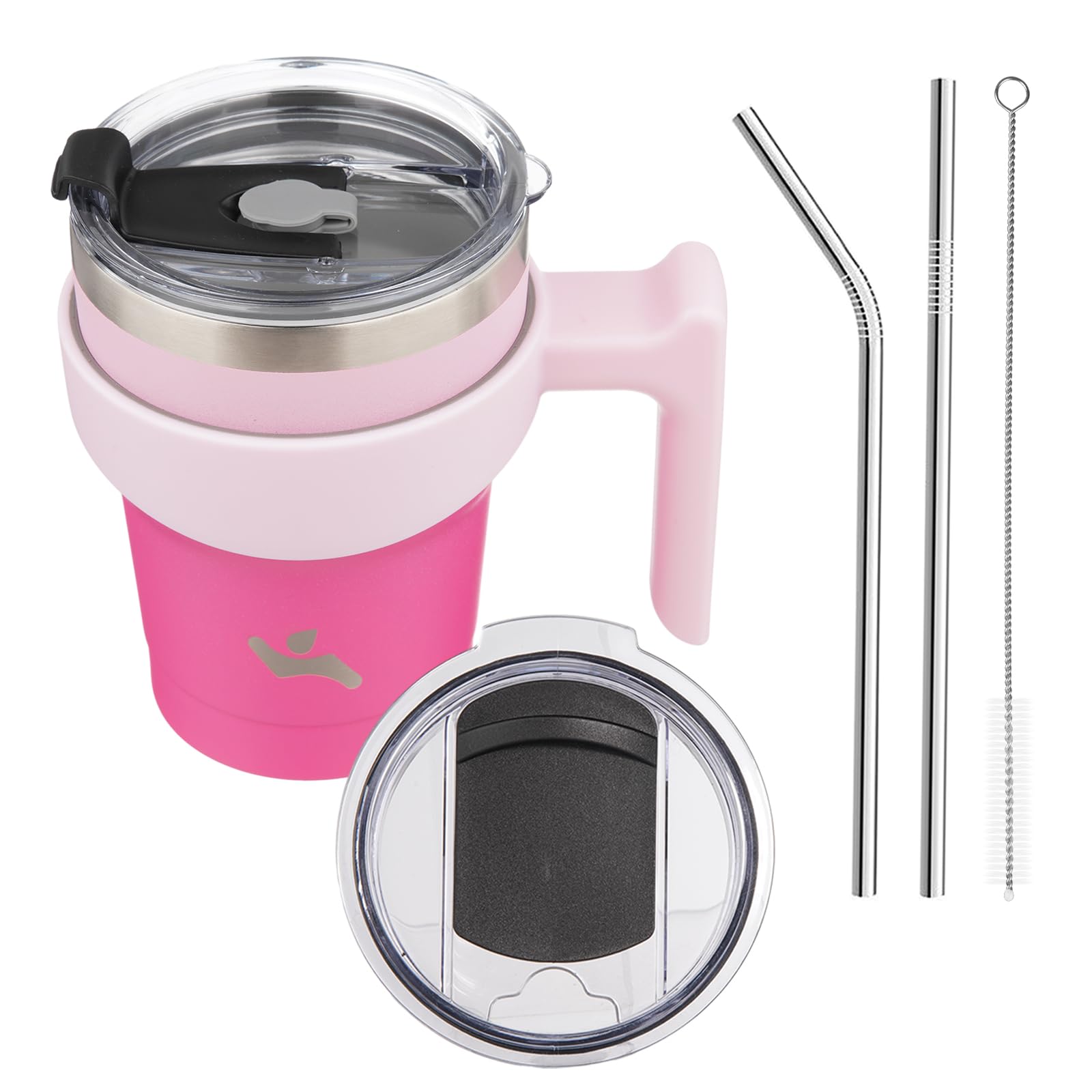 Konokyo 10 oz Tumbler with Handle and 2 Straw 2 Lid, Insulated Water Bottle Stainless Steel Vacuum Cup Reusable Travel Mug, Cher